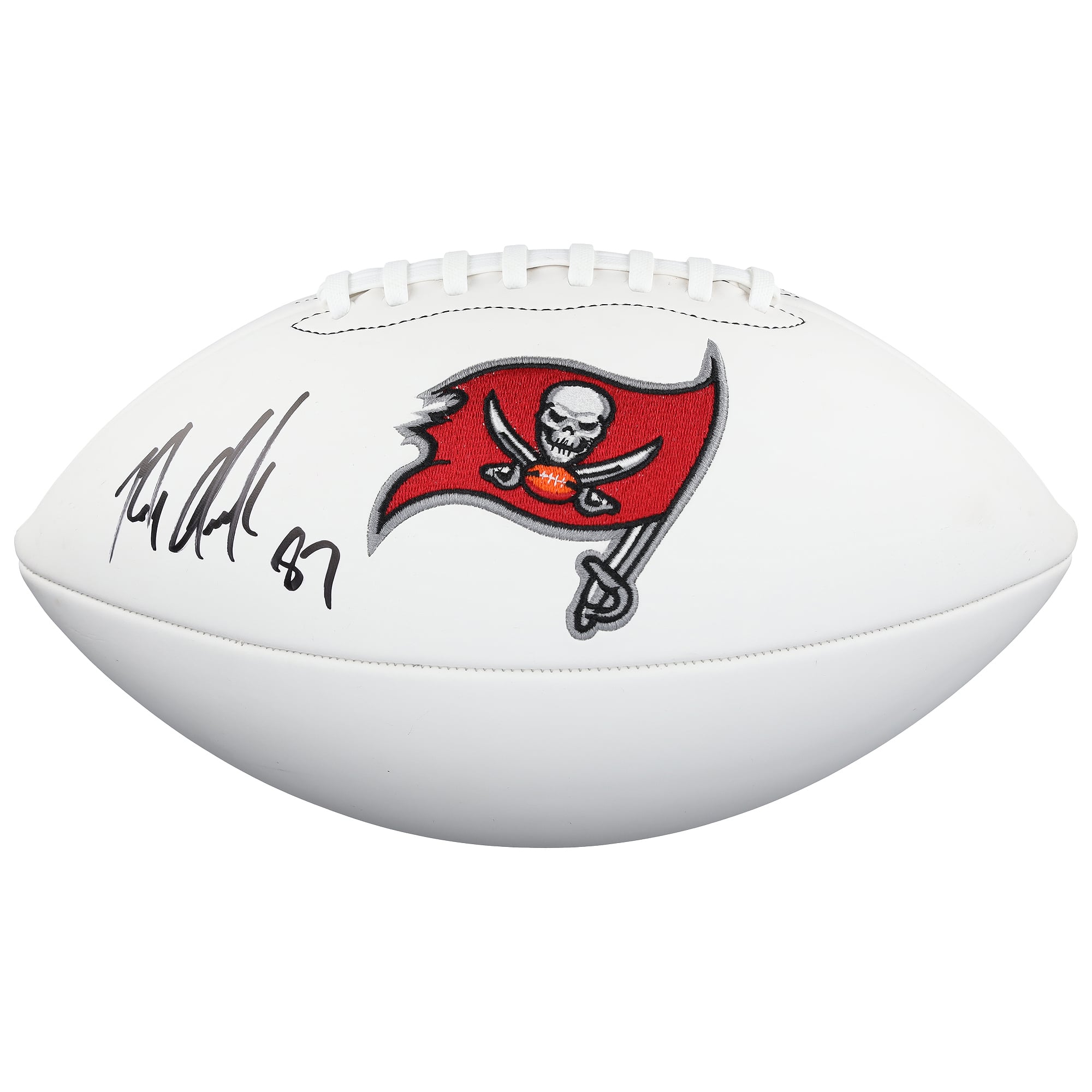 Ballon de football Wilson à panneau blanc autographié par Rob Gronkowski des Buccaneers de Tampa Bay