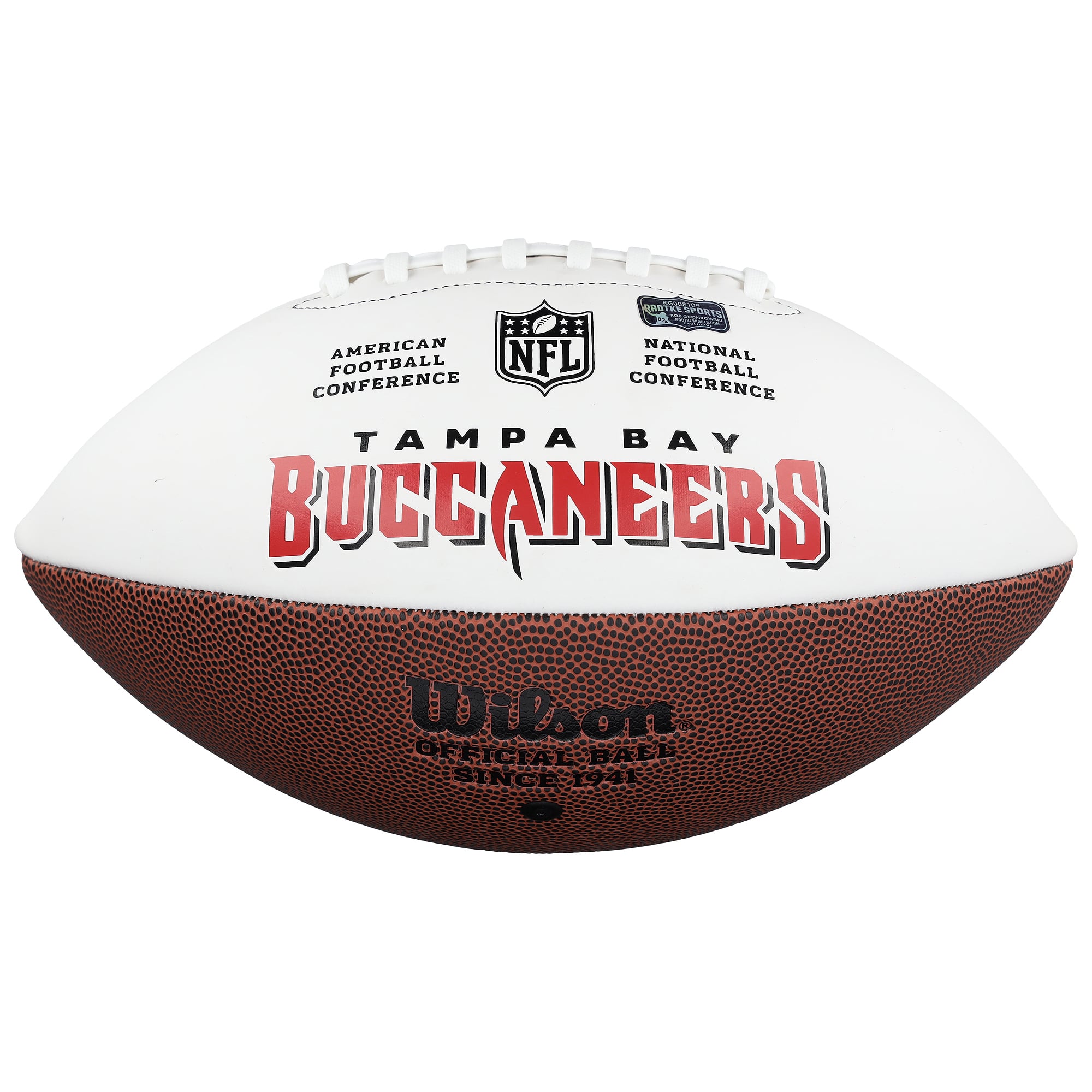 Ballon de football Wilson à panneau blanc autographié par Rob Gronkowski des Buccaneers de Tampa Bay