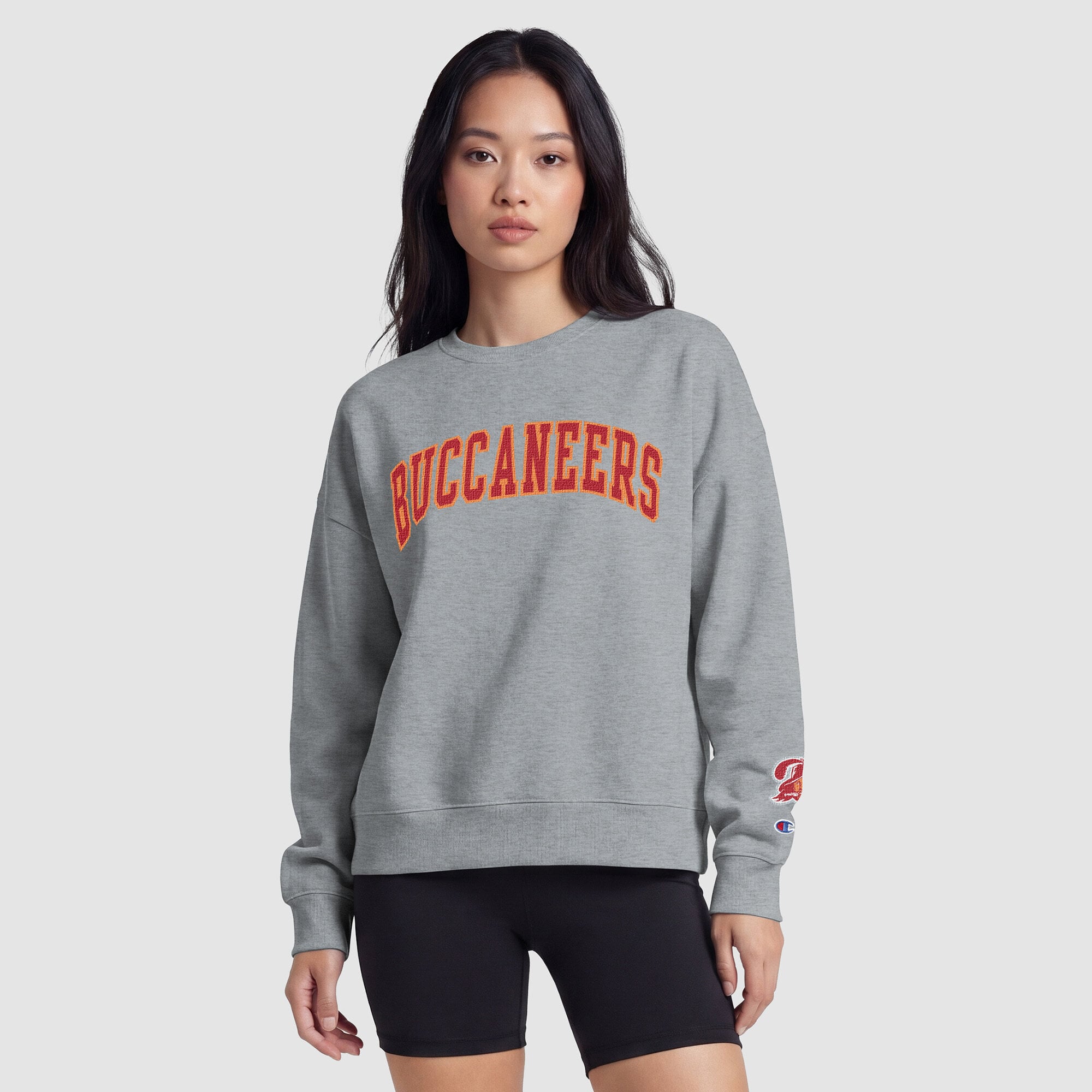 Tampa Bay Buccaneers Champion Women's Contrast Lined Sweatshirt - Heather Gray