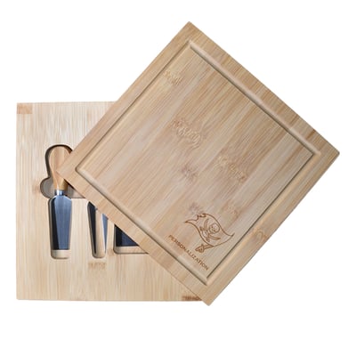 Tampa Bay Buccaneers Customized Bamboo Cutting Board with Utensils
