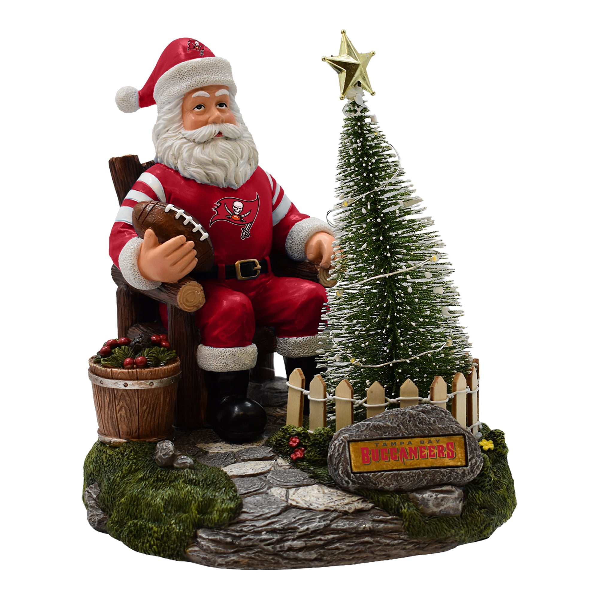 The Memory Company Tampa Bay Buccaneers Santa Figurine with LED Tree