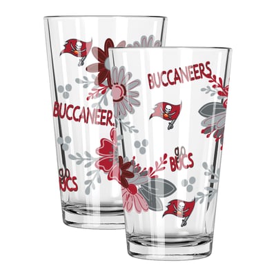 Tampa Bay Buccaneers The Memory Company Two-Piece 16oz. Flowers Pint Glass Set