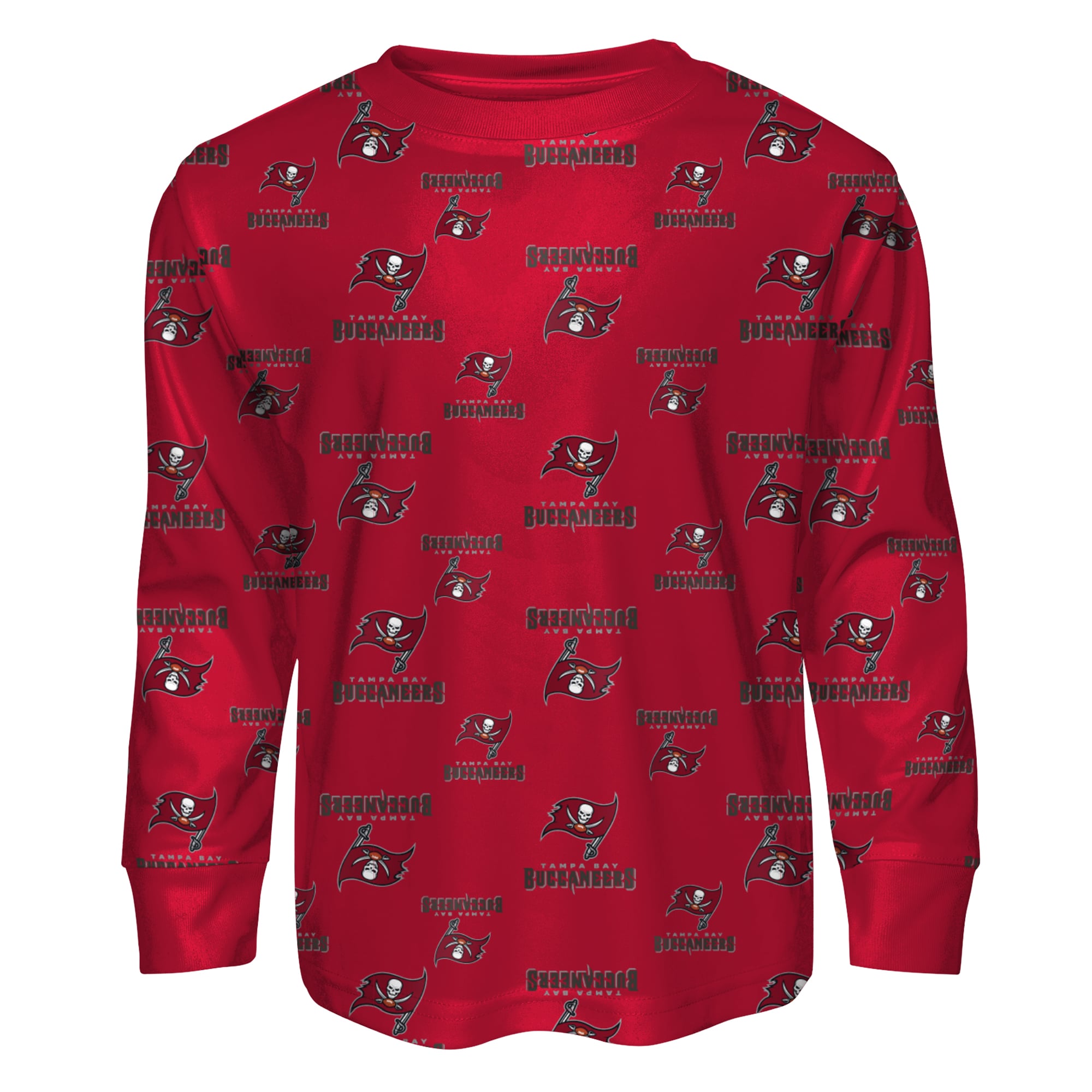 Toddler Outerstuff Red Tampa Bay Buccaneers All-Over-Print Long Sleeve T-Shirt and Pants Sleep Set