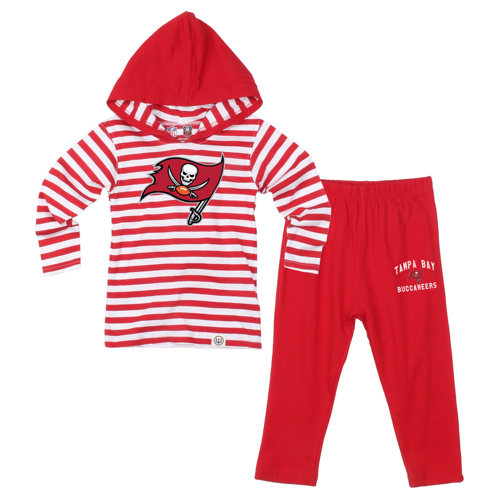 Ensemble pour tout-petit Wes & Willy rouge Tampa Bay Buccaneers à capuche et pantalon rayé