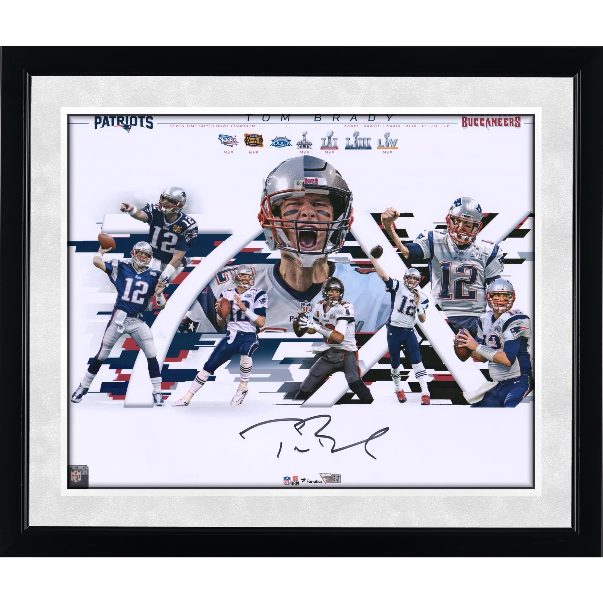 Tom Brady New England Patriots & Tampa Bay Buccaneers Autographed 16" x 20" 7-Time Super Bowl Champion Alternate Collage