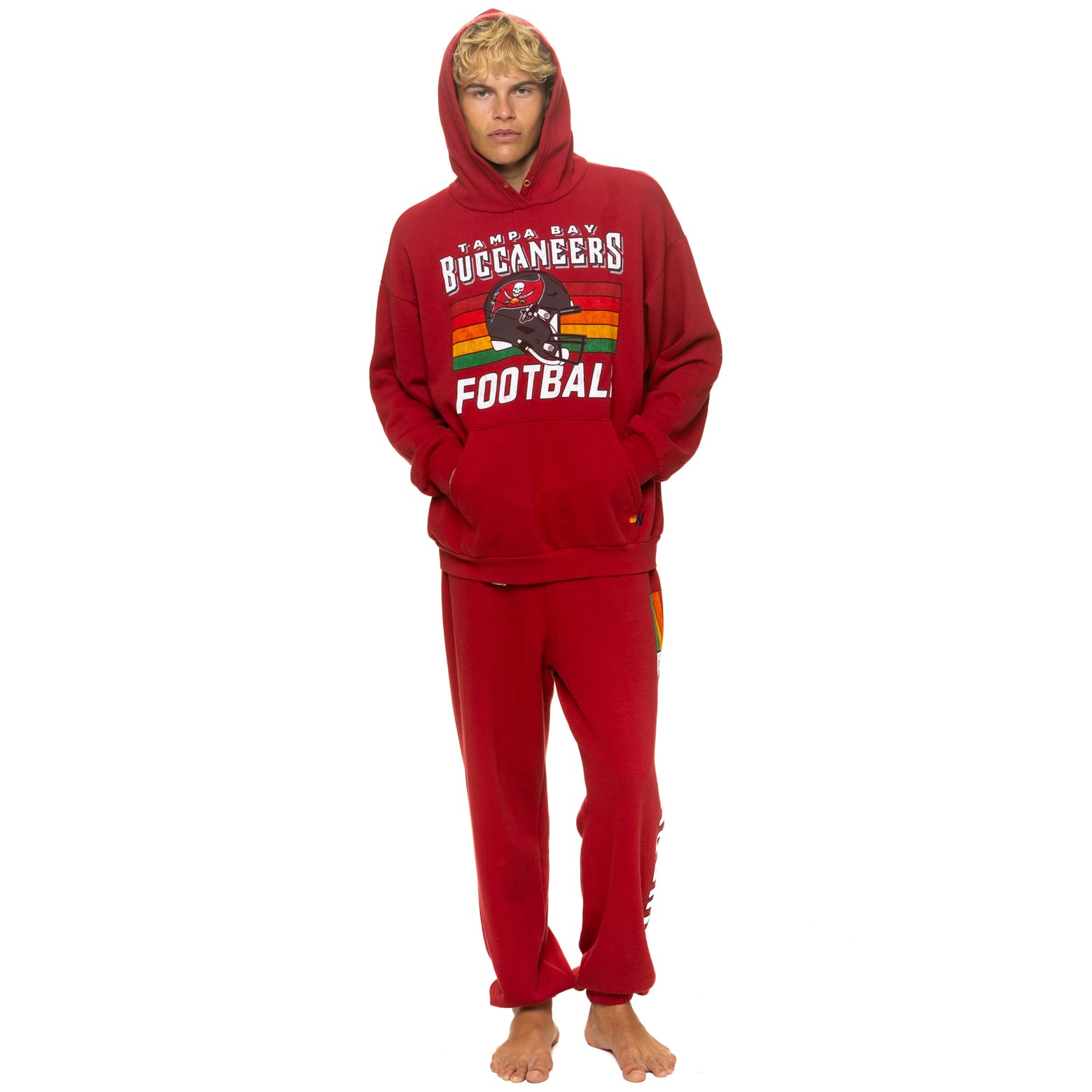 Sweat à capuche unisexe Aviator Nation rouge Tampa Bay Buccaneers, coupe décontractée, en mélange de trois matières.