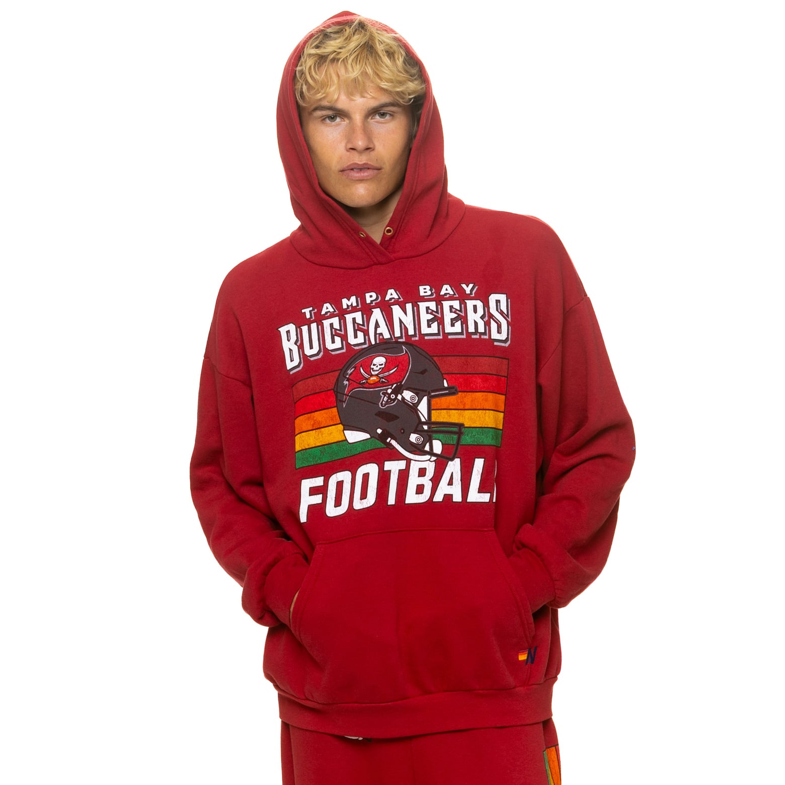 Sweat à capuche unisexe Aviator Nation rouge Tampa Bay Buccaneers, coupe décontractée, en mélange de trois matières.