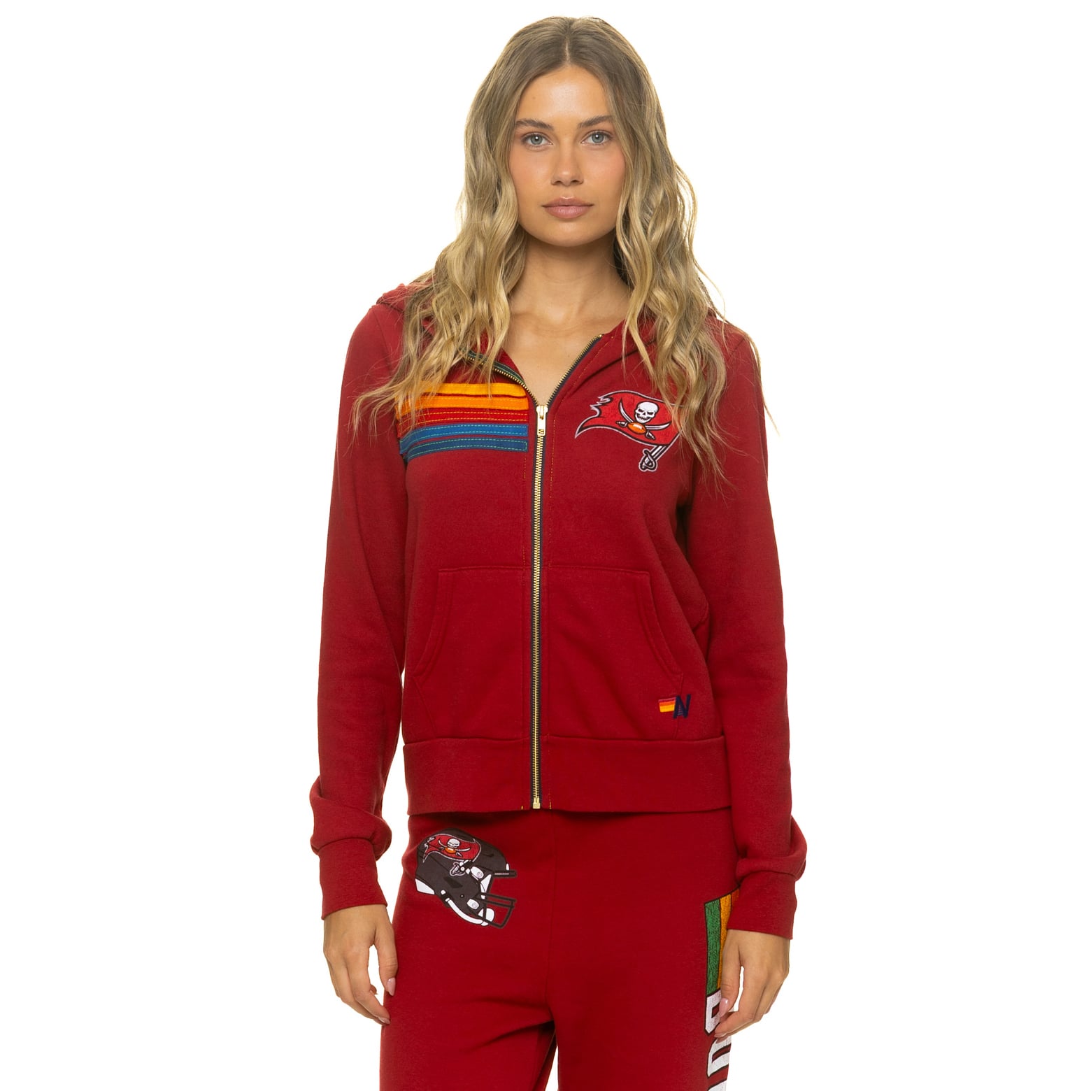 Sweat à capuche unisexe Aviator Nation rouge Tampa Bay Buccaneers en mélange de trois matières, fermeture éclair intégrale