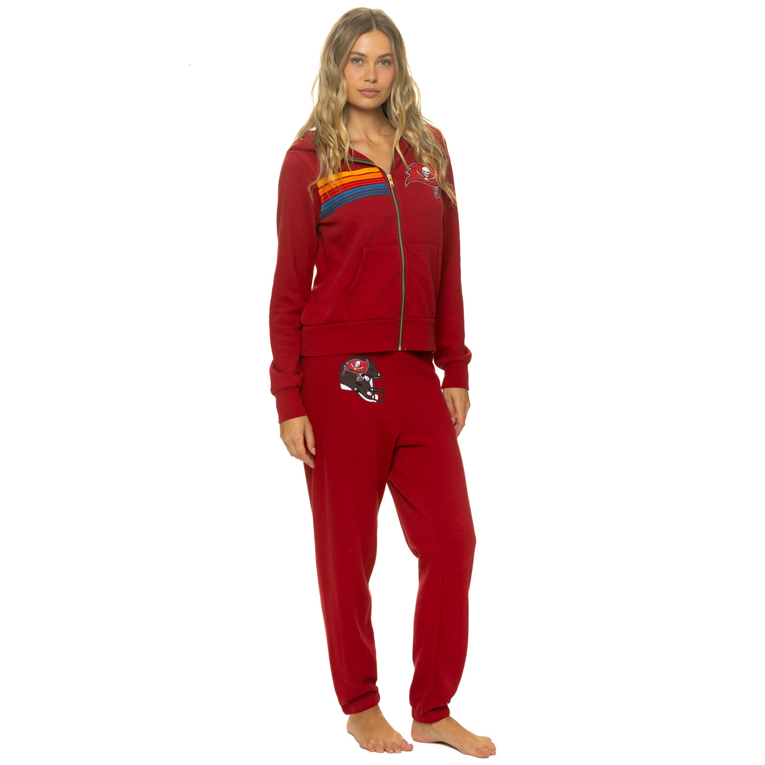 Sweat à capuche unisexe Aviator Nation rouge Tampa Bay Buccaneers en mélange de trois matières, fermeture éclair intégrale