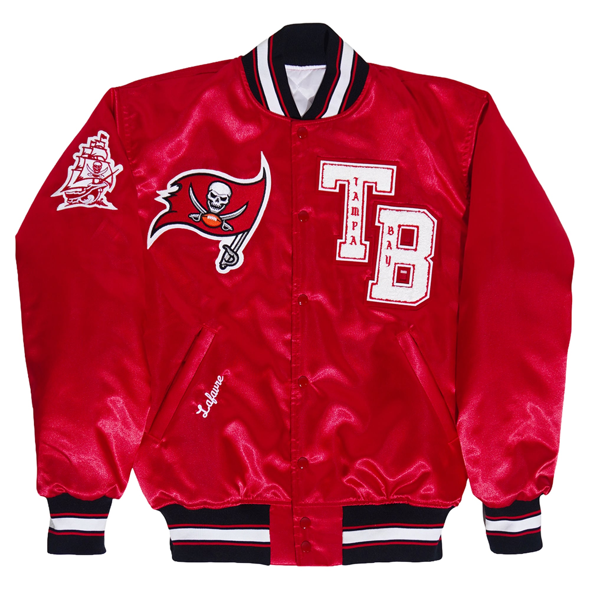 Veste unisexe Lafavre rouge Tampa Bay Buccaneers en satin à boutons-pression