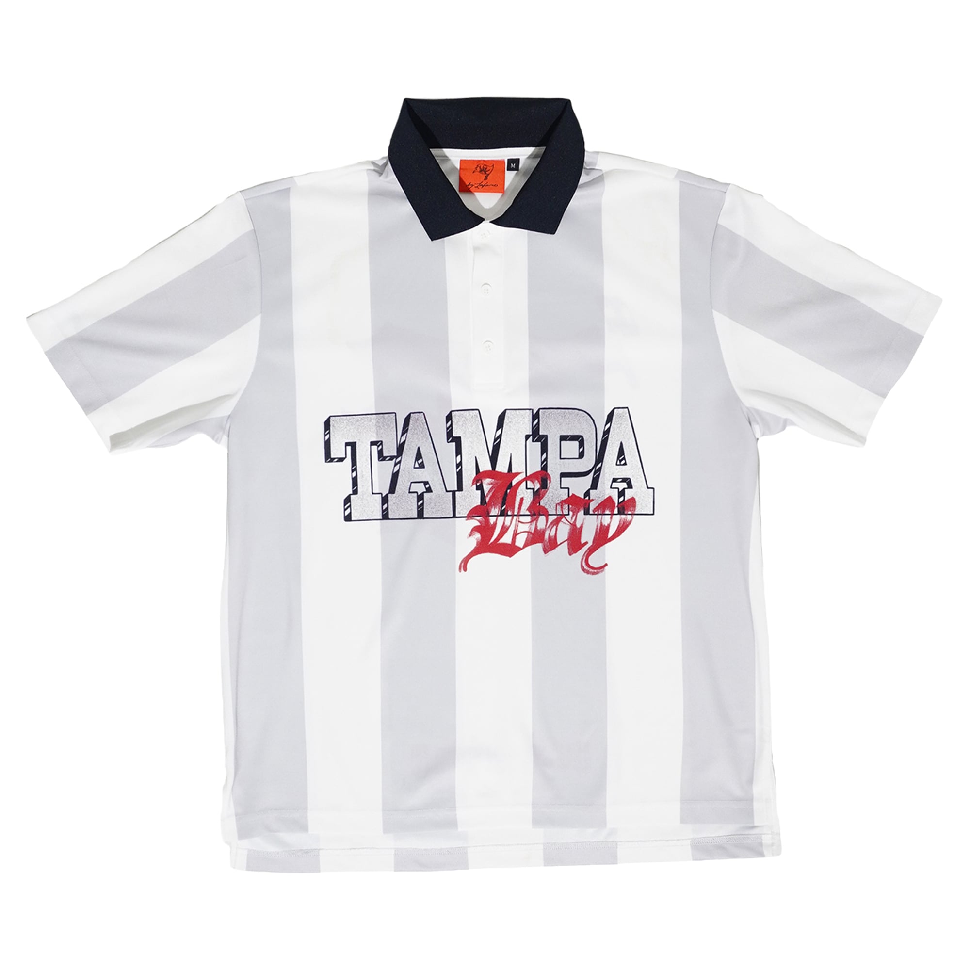 Polo de football unisexe Lafavre blanc/gris à rayures Tampa Bay Buccaneers