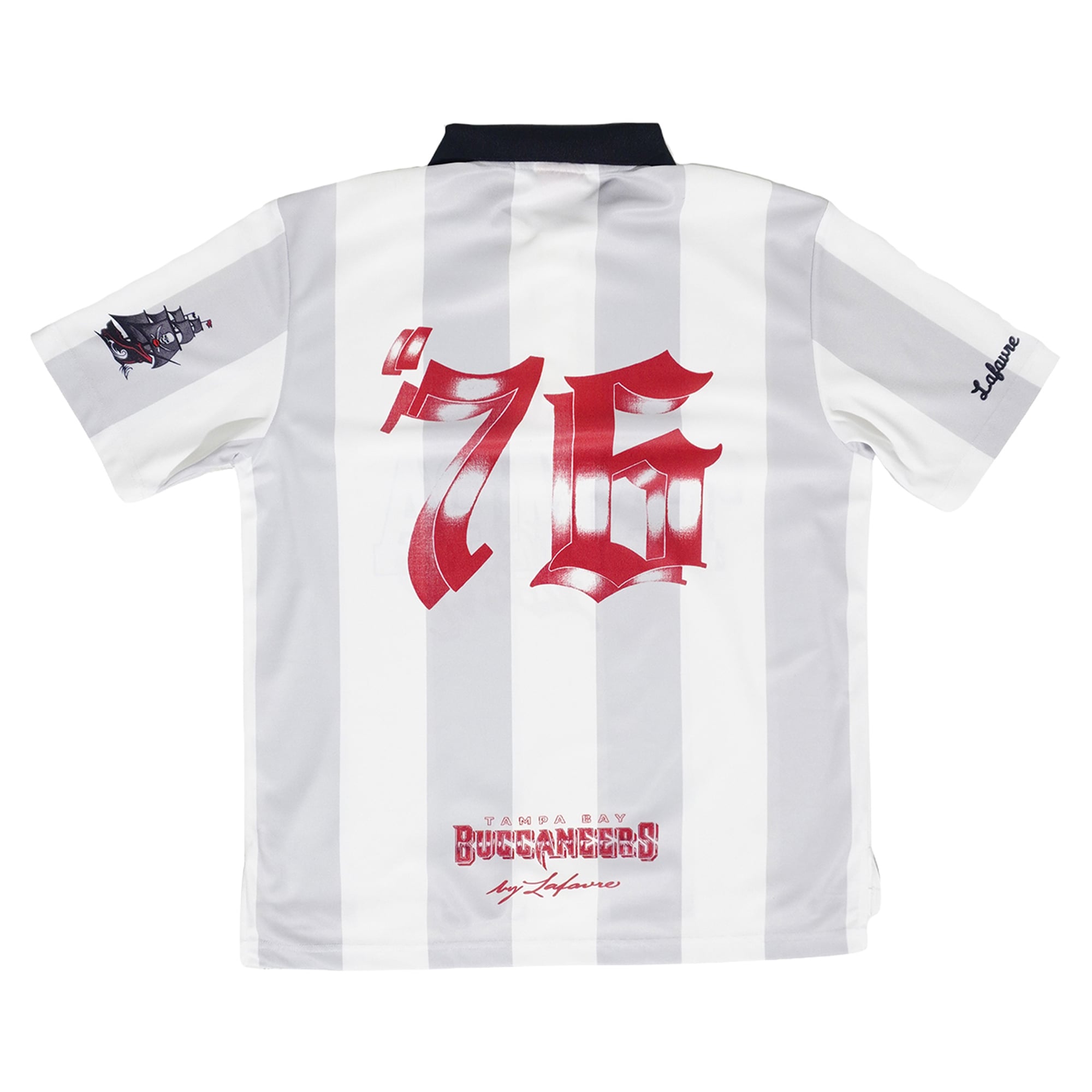 Polo de football unisexe Lafavre blanc/gris à rayures Tampa Bay Buccaneers