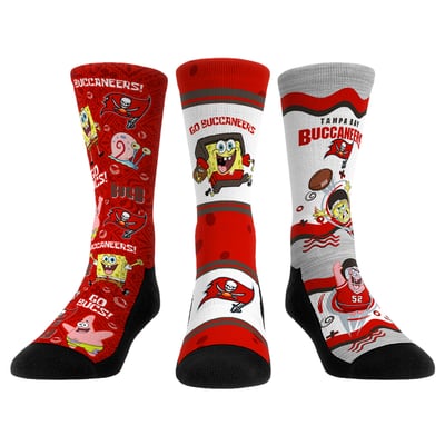  Tampa Bay Buccaneers Rock Em Unisex x Nickelodeon Spongebob Squarepants 3-Pack Crew Socks Set - 
