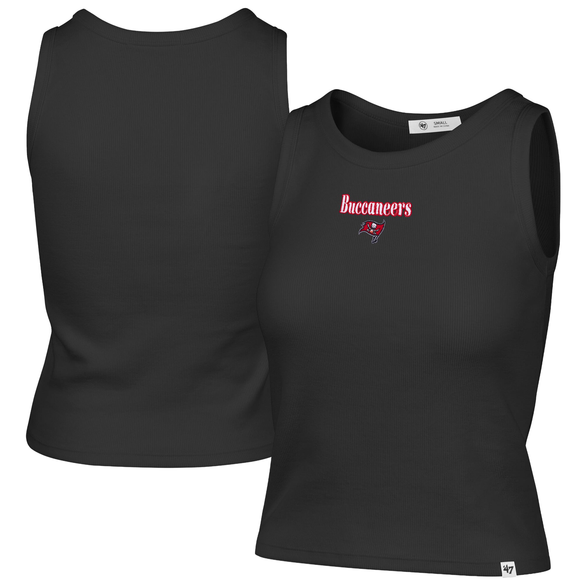Débardeur court côtelé à coupe droite Tampa Bay Buccaneers noir pour femme, modèle 47
