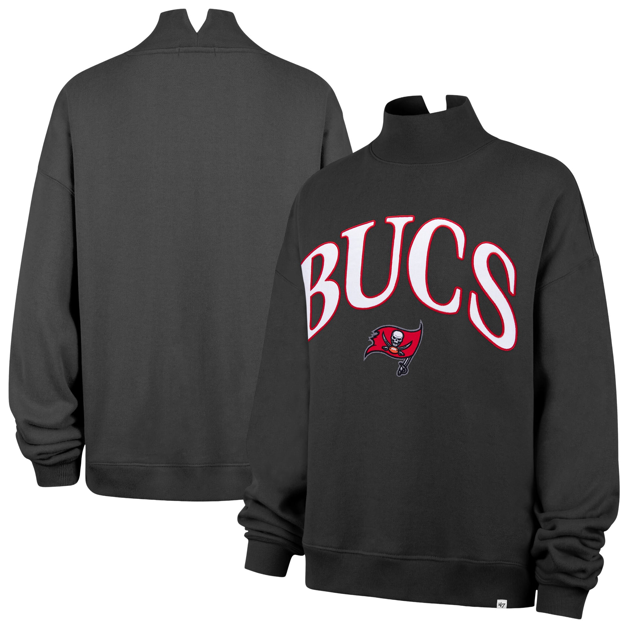 Sweat-shirt à col montant oversize Vantage '47 Charcoal Tampa Bay Buccaneers pour femme