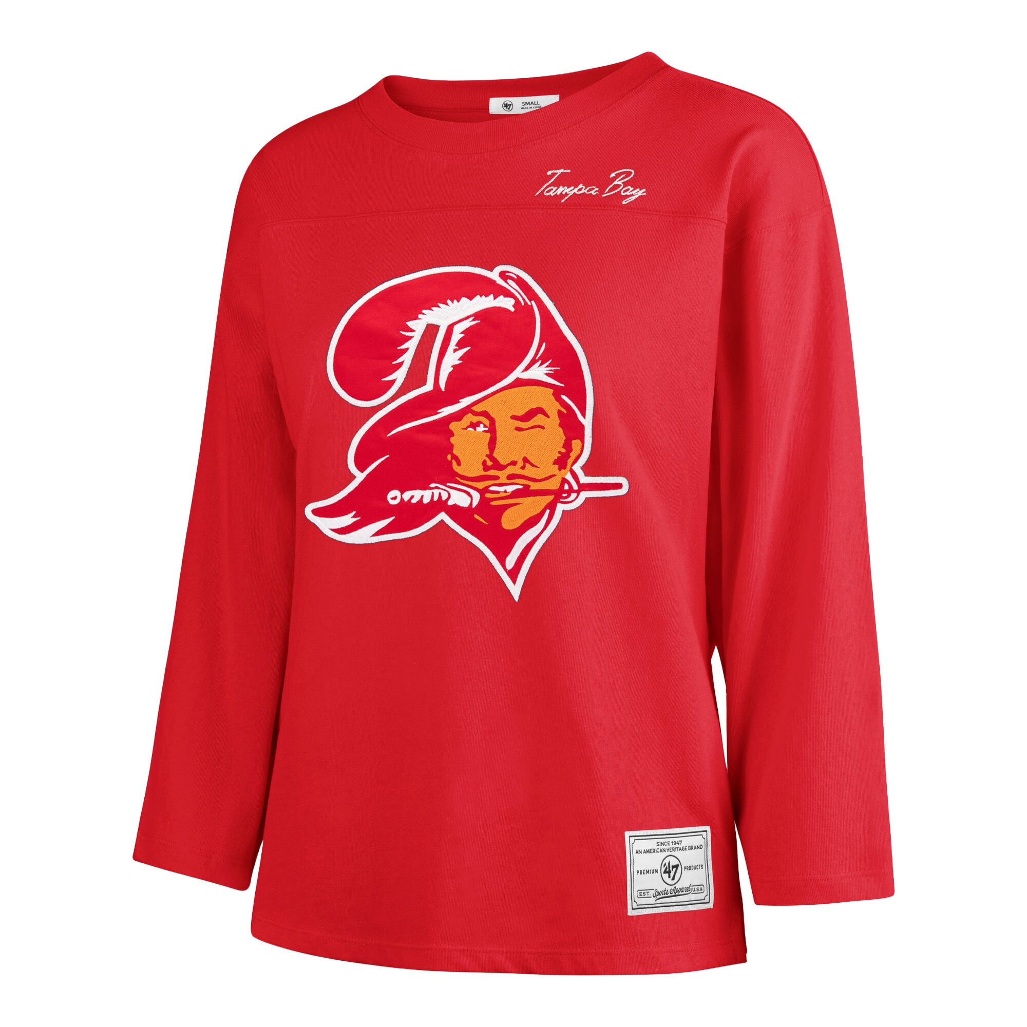 T-shirt à manches longues intemporel « 47 Red Tampa Bay Buccaneers Game Nod » pour femmes