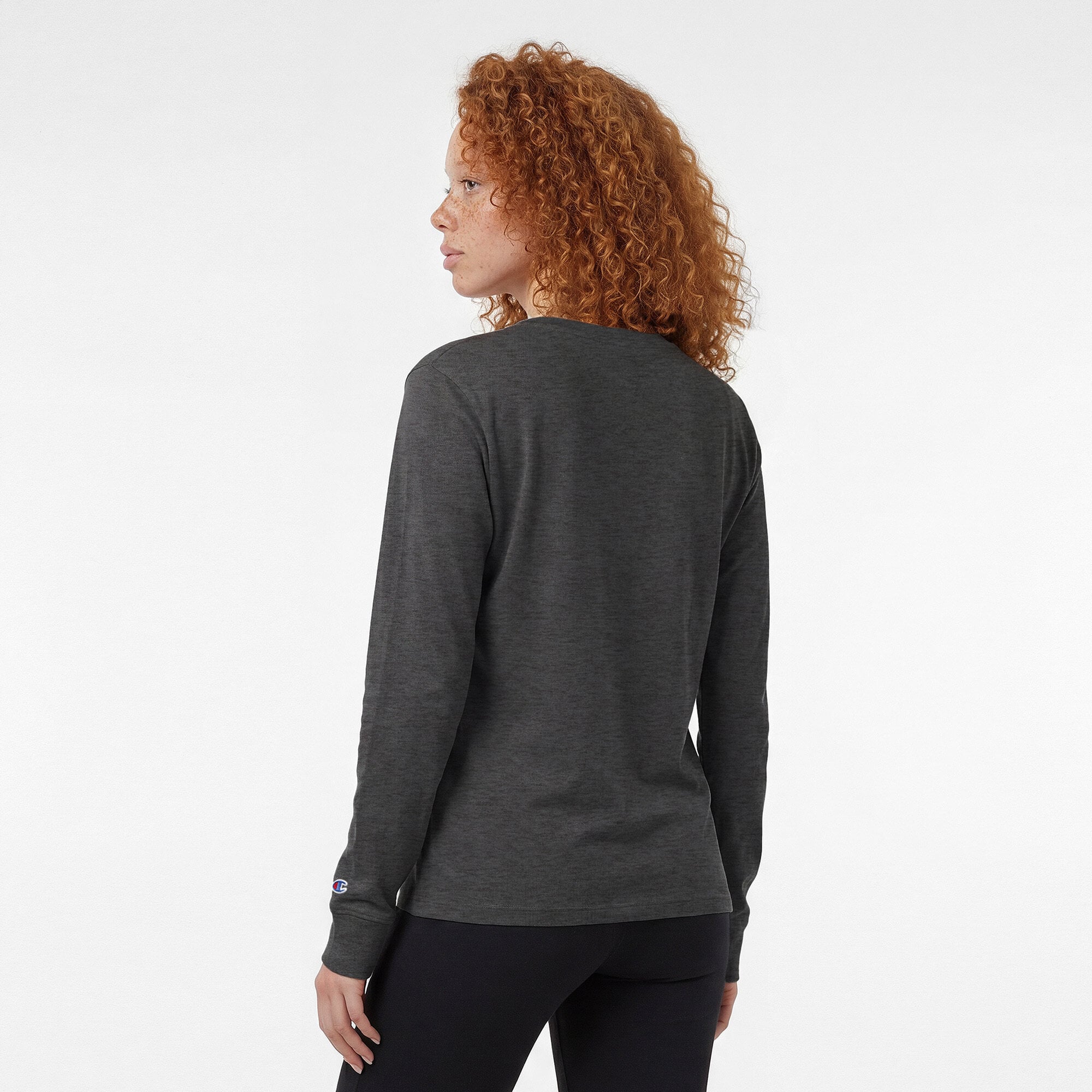 Women's Champion Heather Charcoal Tampa Bay Buccaneers Core Logo Long Sleeve T-Shirt