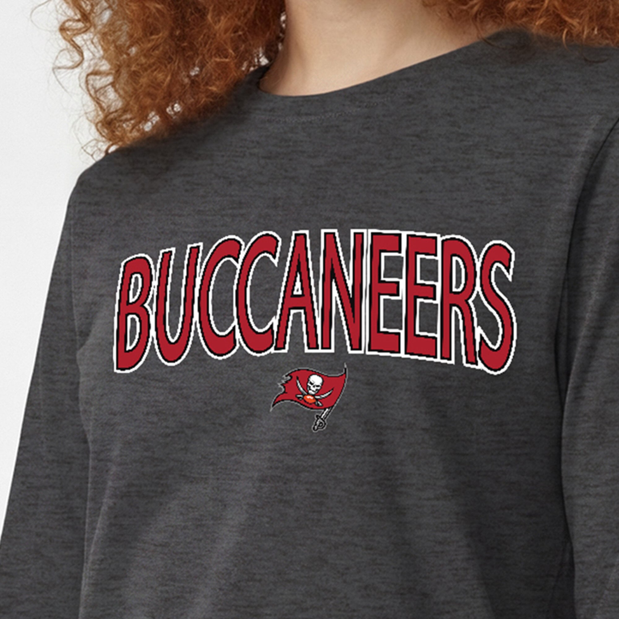 Women's Champion Heather Charcoal Tampa Bay Buccaneers Core Logo Long Sleeve T-Shirt
