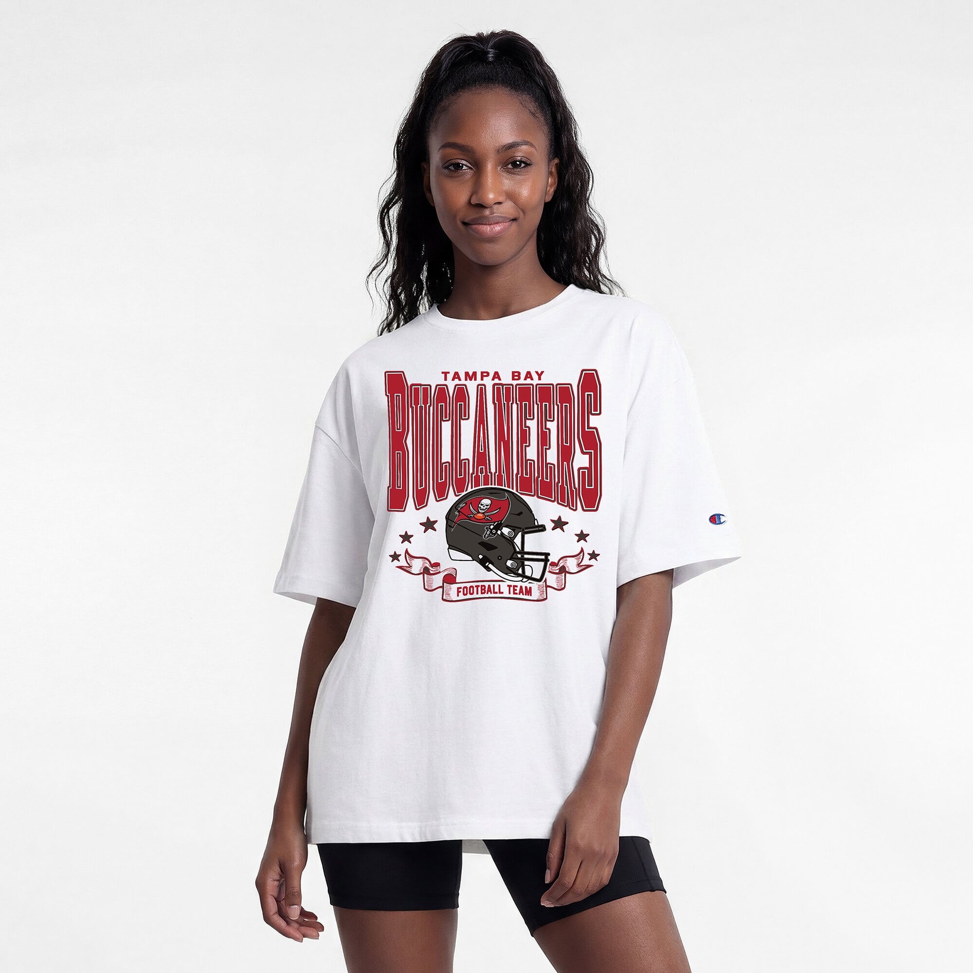 T-shirt oversize blanc Champion Tampa Bay Buccaneers pour femmes