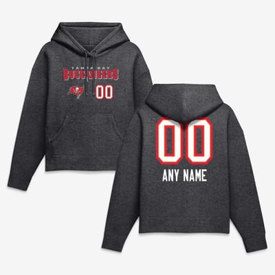 Tampa Bay Buccaneers Women's Touchdown Wordmark Personalized Name & Number Hoodie - Charcoal