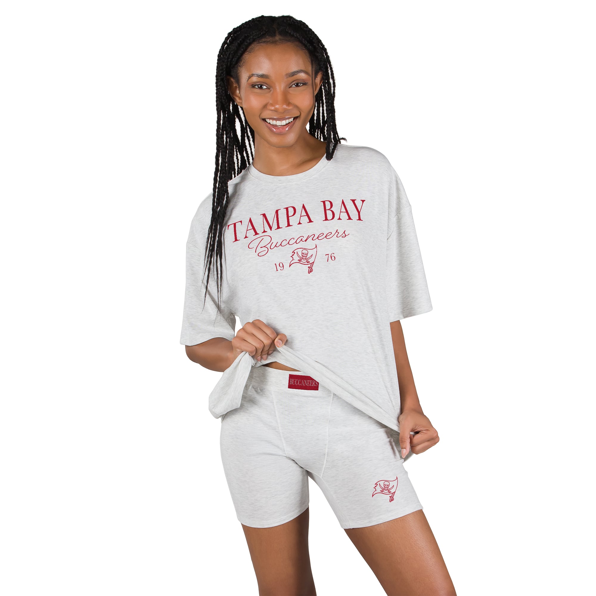 Women's Concepts Sport  Gray Tampa Bay Buccaneers Fray T-Shirt and Briefs Sleep Set