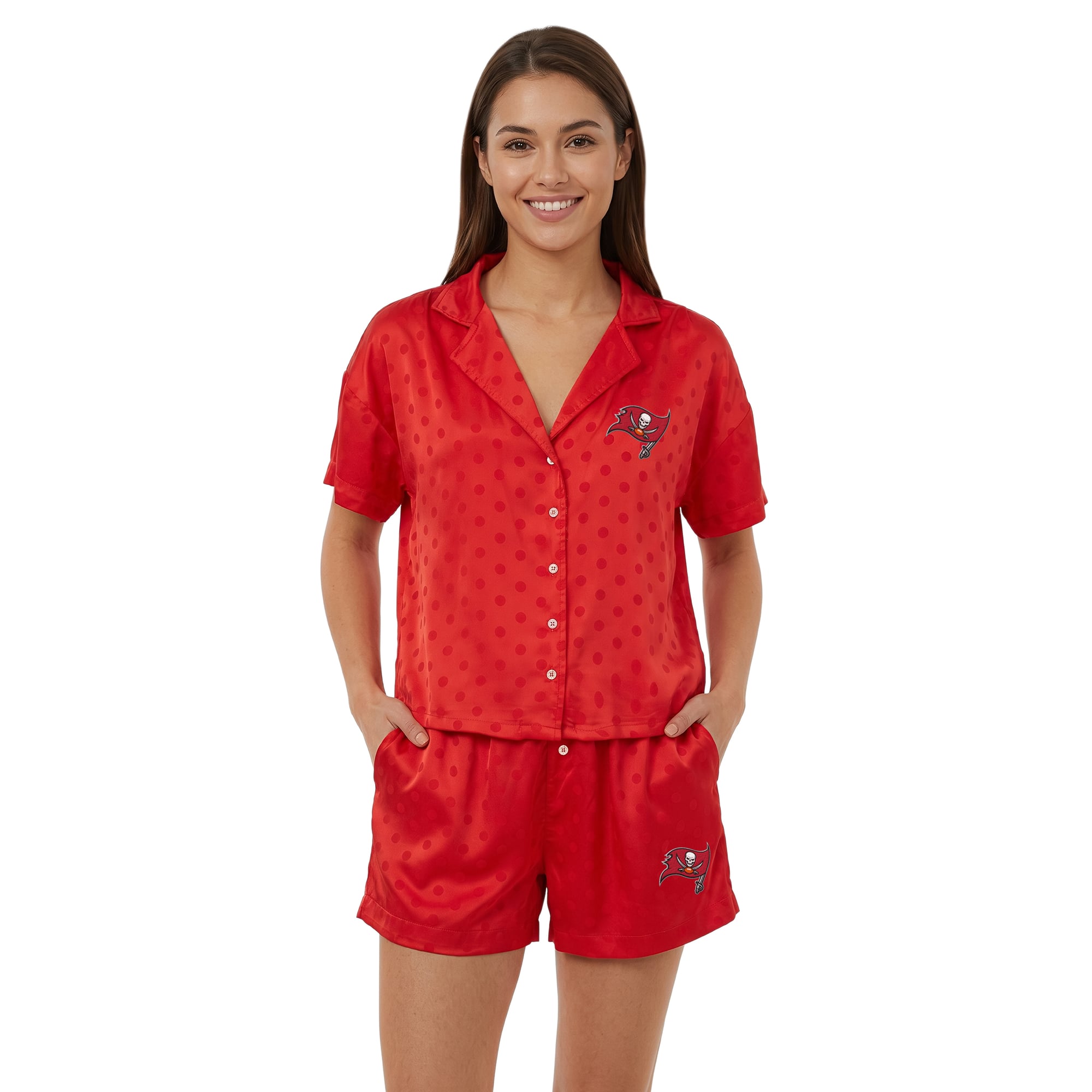 Women's Concepts Sport  Red Tampa Bay Buccaneers Wink Dot Satin Jacquard Sleep Set