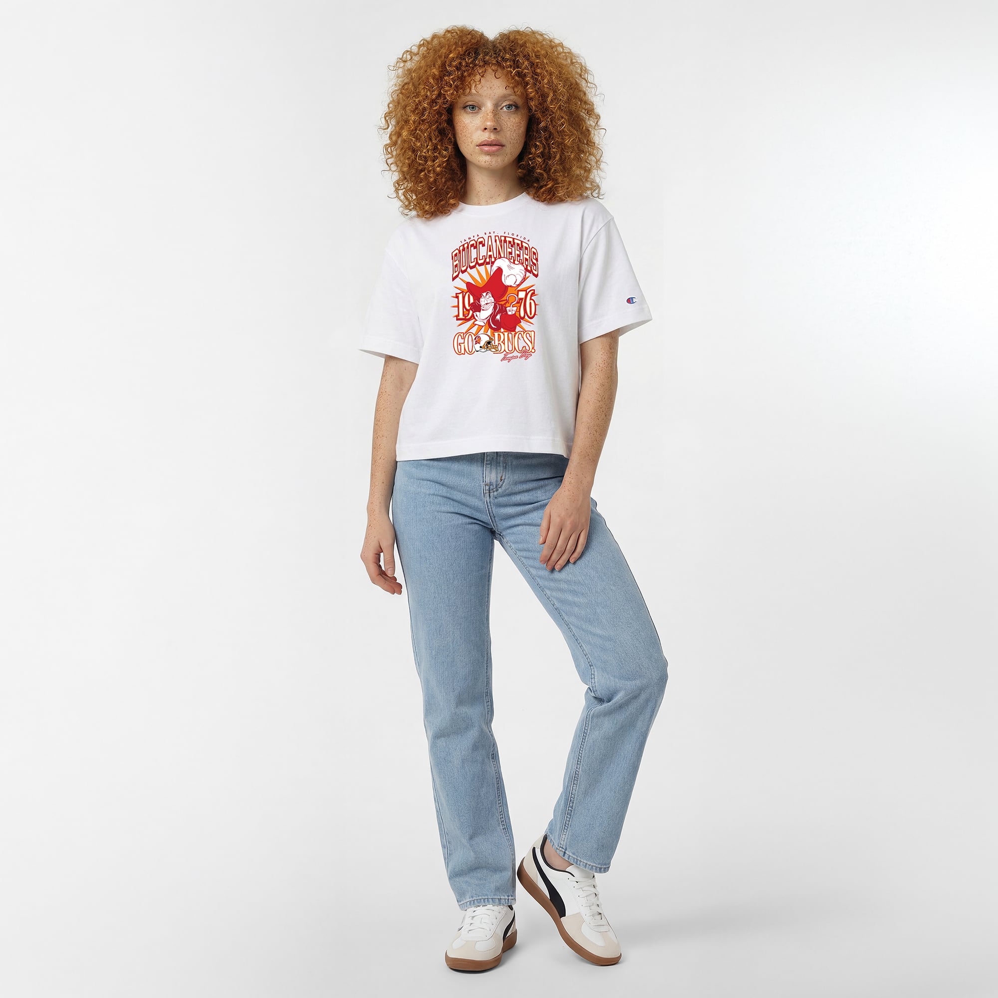 Women's Disney x Champion White Tampa Bay Buccaneers Captain Hook All-Star T-Shirt