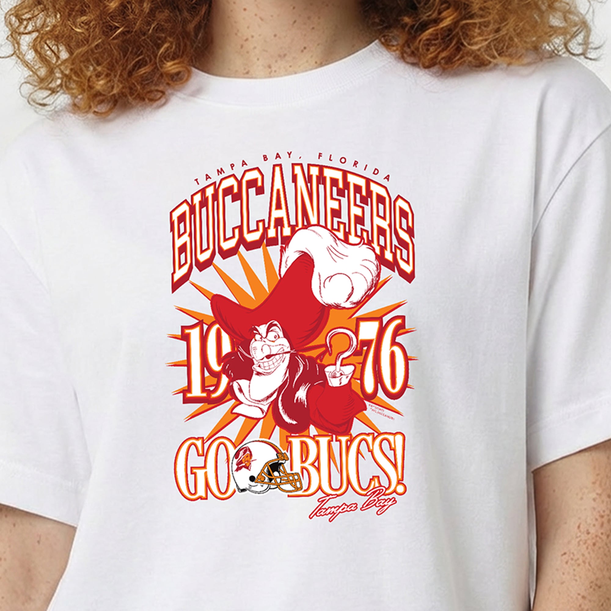 Women's Disney x Champion White Tampa Bay Buccaneers Captain Hook All-Star T-Shirt