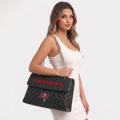  Tampa Bay Buccaneers FABGATING by Cuce Women's Vegan Leather Oversized Tote Bag - Black