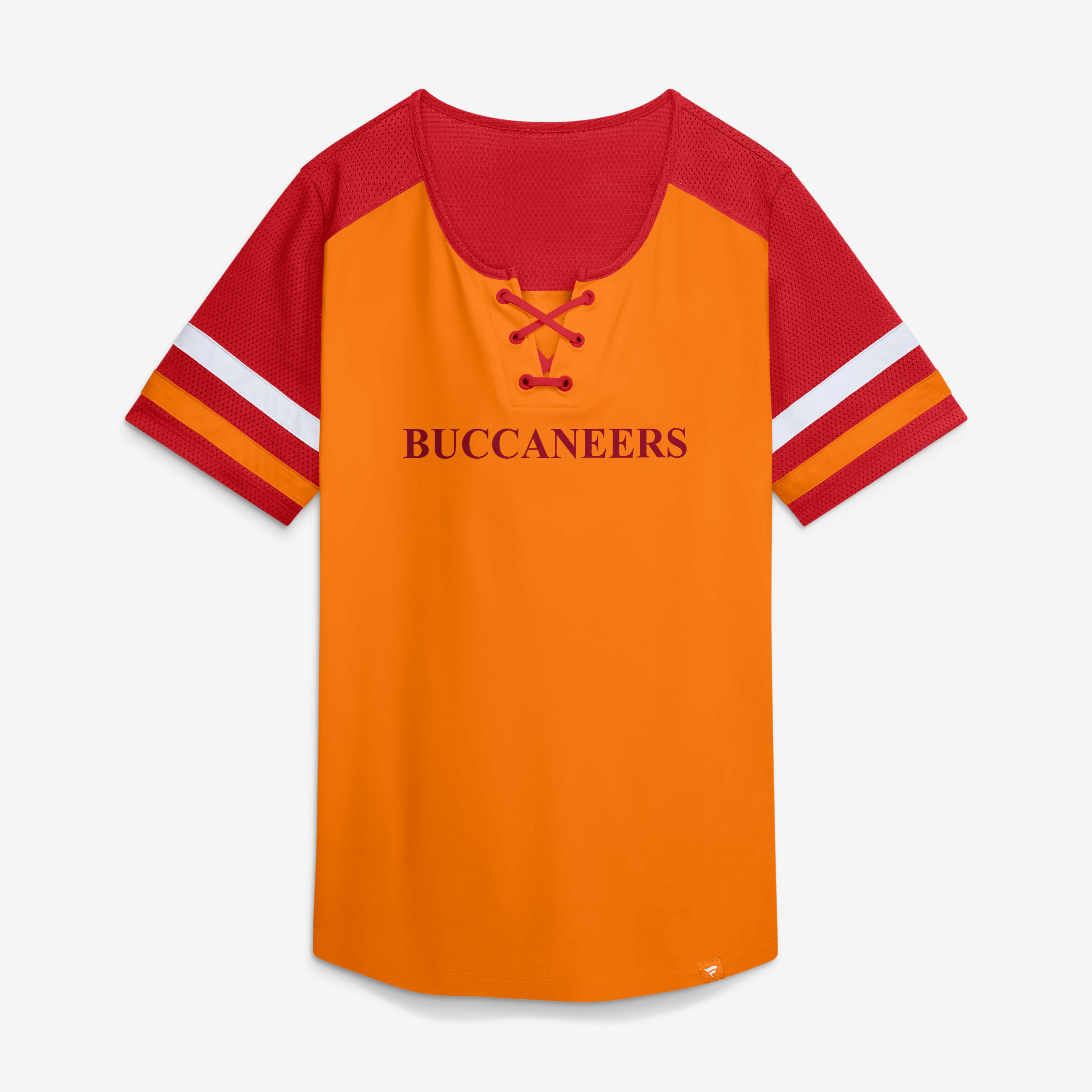 Women's Fanatics Orange Tampa Bay Buccaneers Curl Route Athena Lace-Up T-Shirt