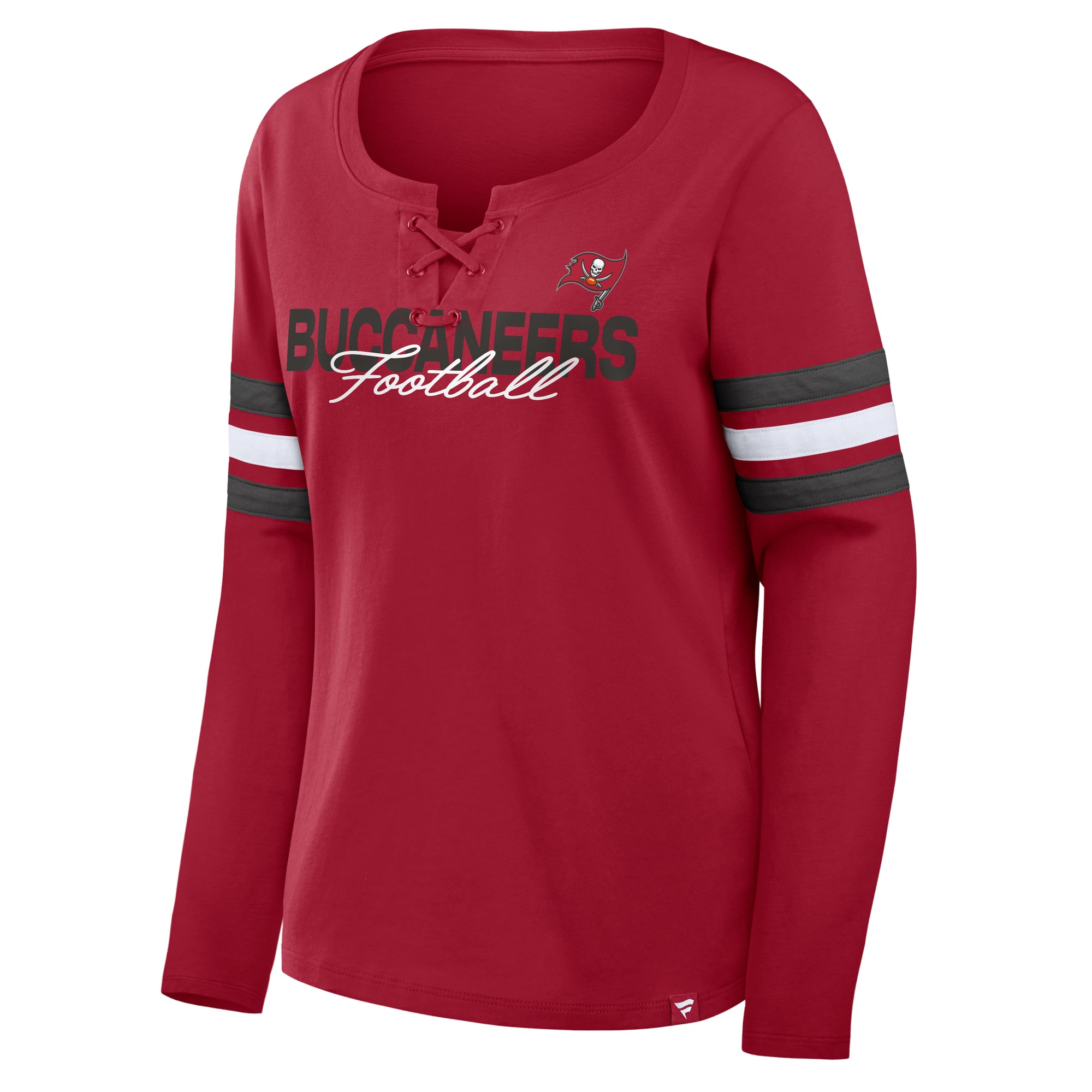 T-shirt à manches longues lacets Fanatics Red Tampa Bay Buccaneers pour femmes