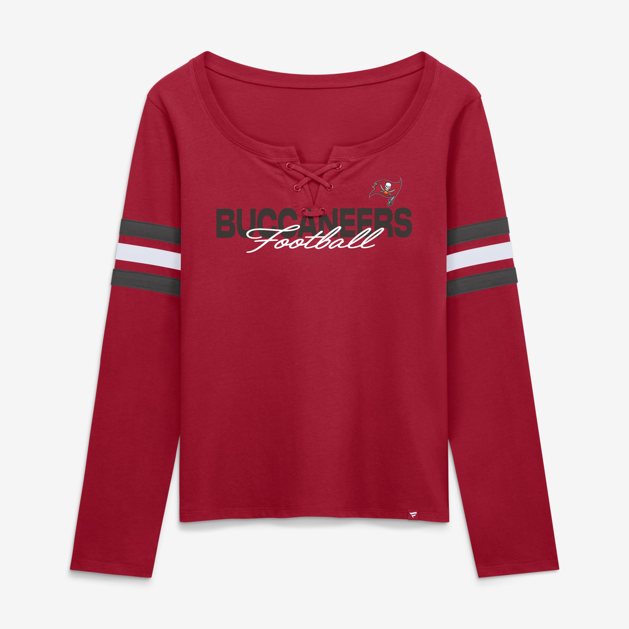 T-shirt à manches longues lacets Fanatics Red Tampa Bay Buccaneers pour femmes