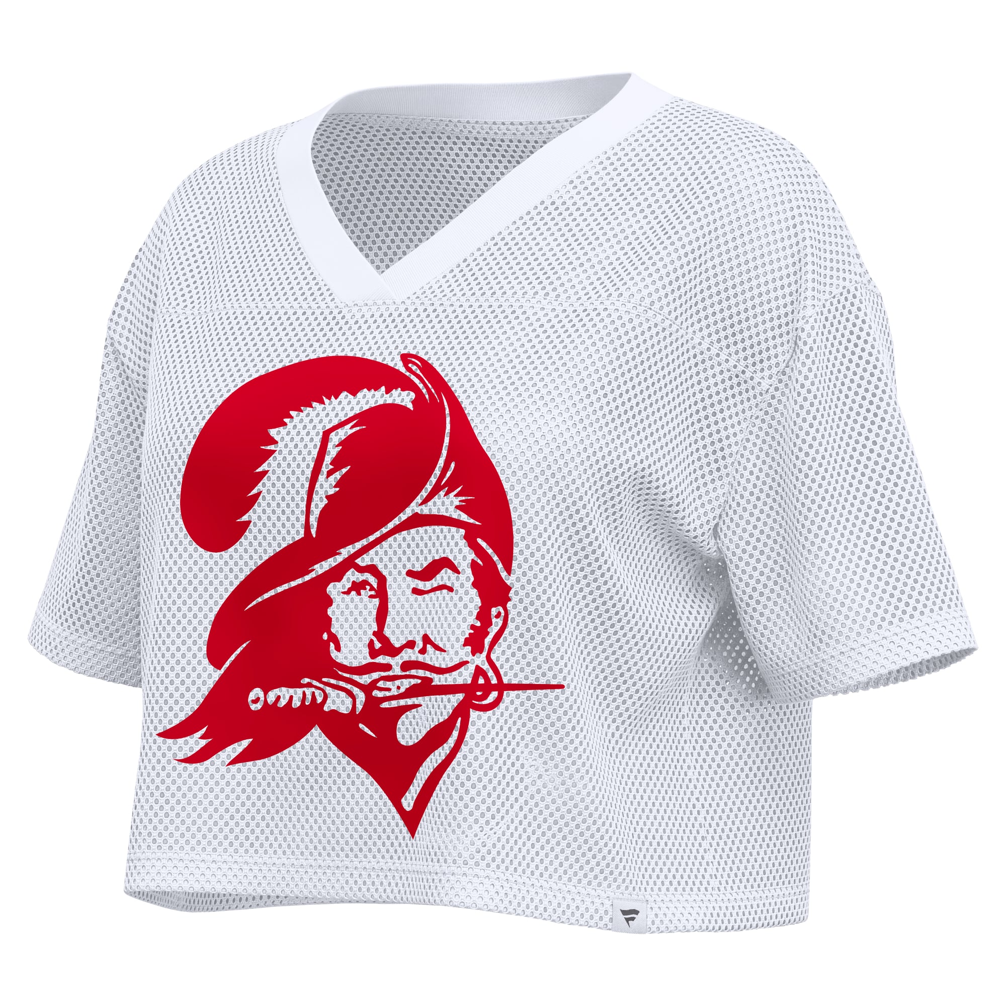 Women's Fanatics White Tampa Bay Buccaneers Oversized Mesh Cropped V-Neck Jersey