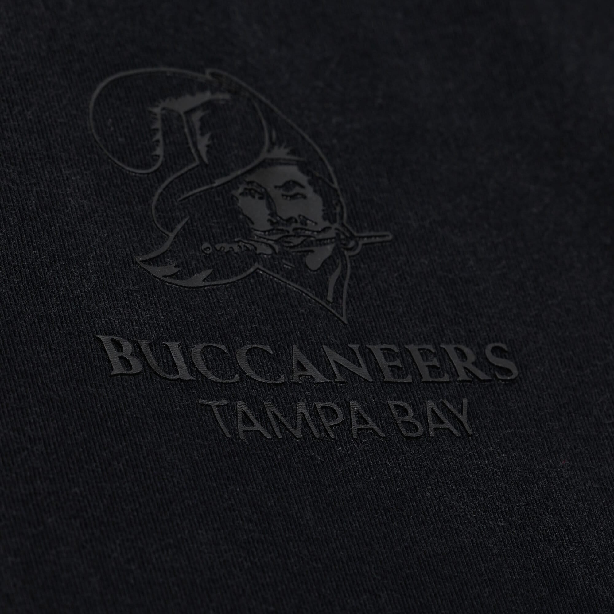 Women's Mitchell & Ness Black Tampa Bay Buccaneers Core Essentials Micro Logo Boxy Crop T-Shirt