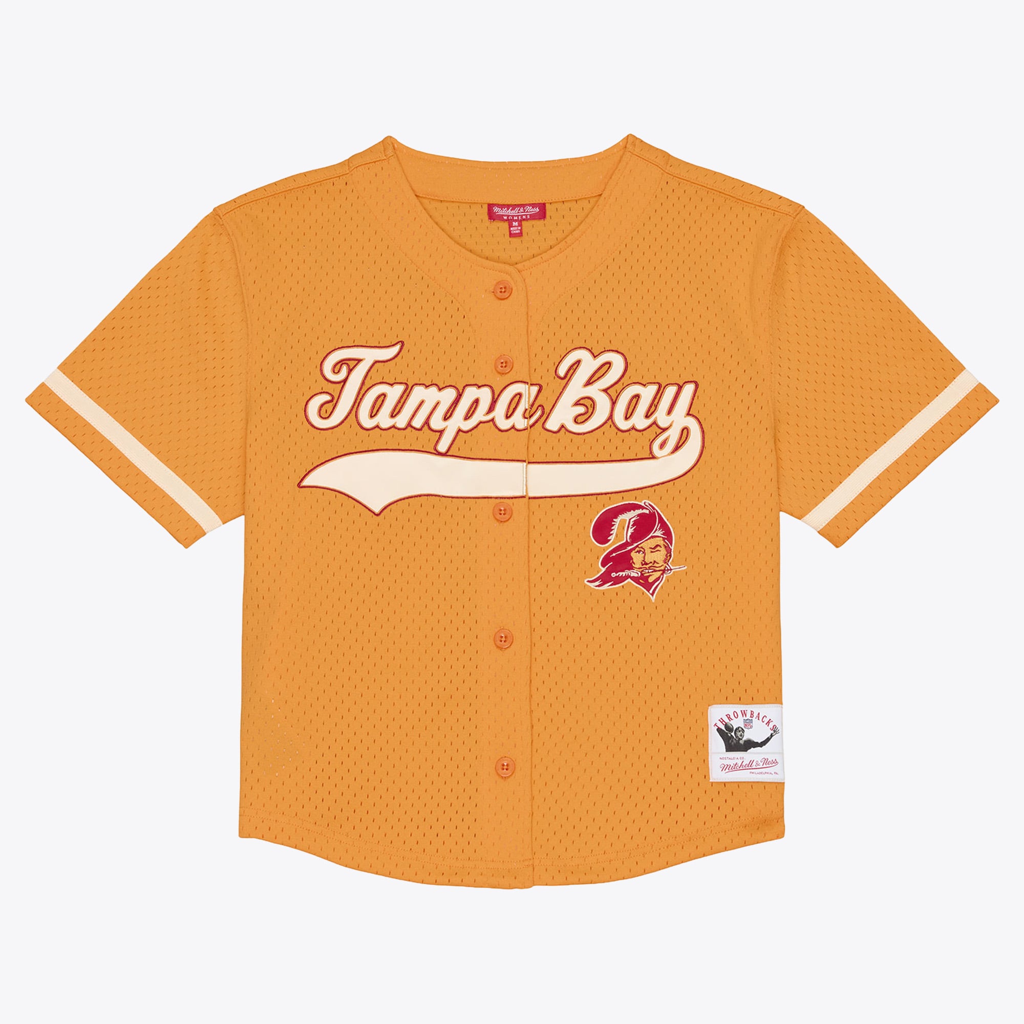 Women's Mitchell & Ness Orange Tampa Bay Buccaneers Plus Retro Roots Baseball Jersey