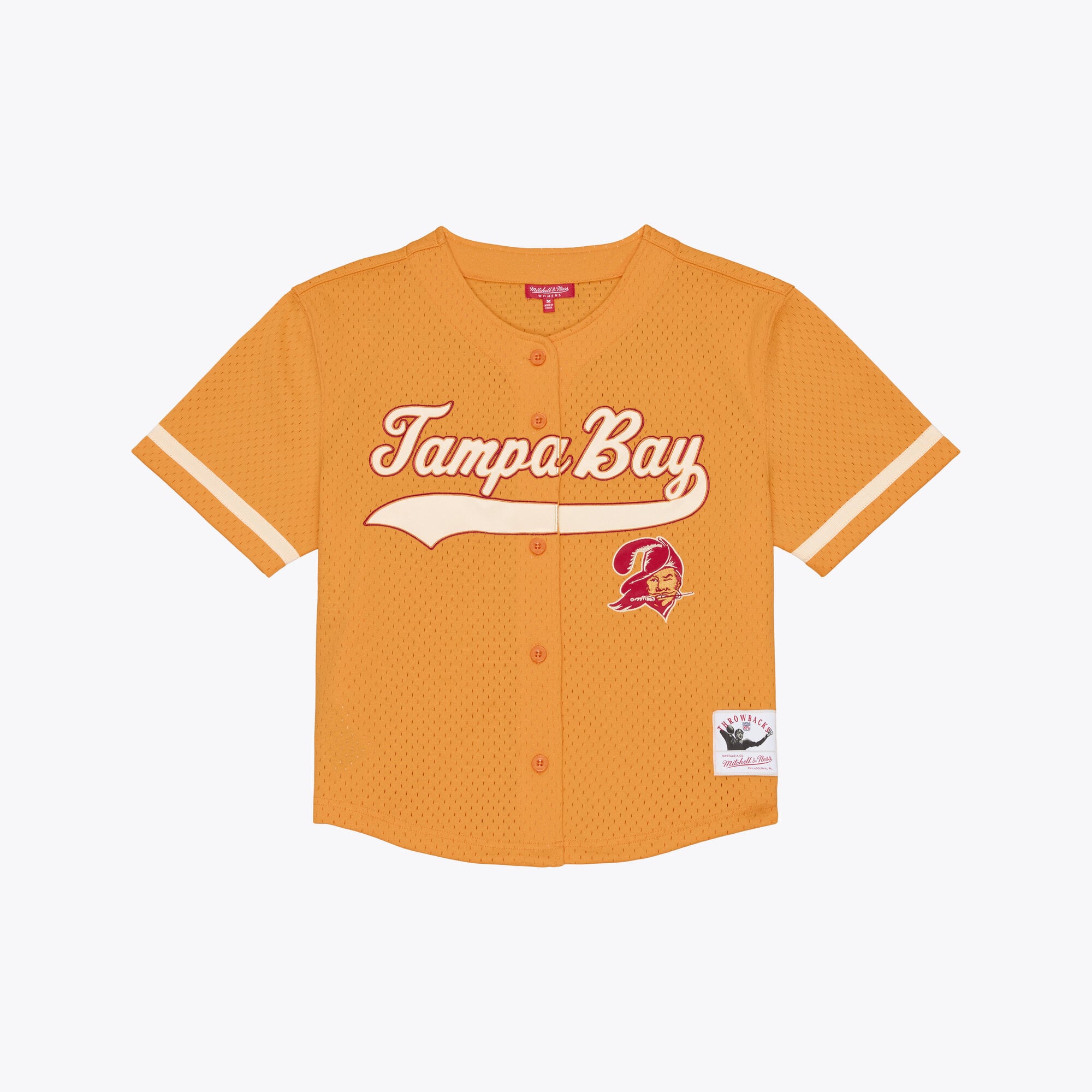 Maillot de baseball rétro Roots orange des Buccaneers Tampa Bay pour femmes Mitchell & Ness