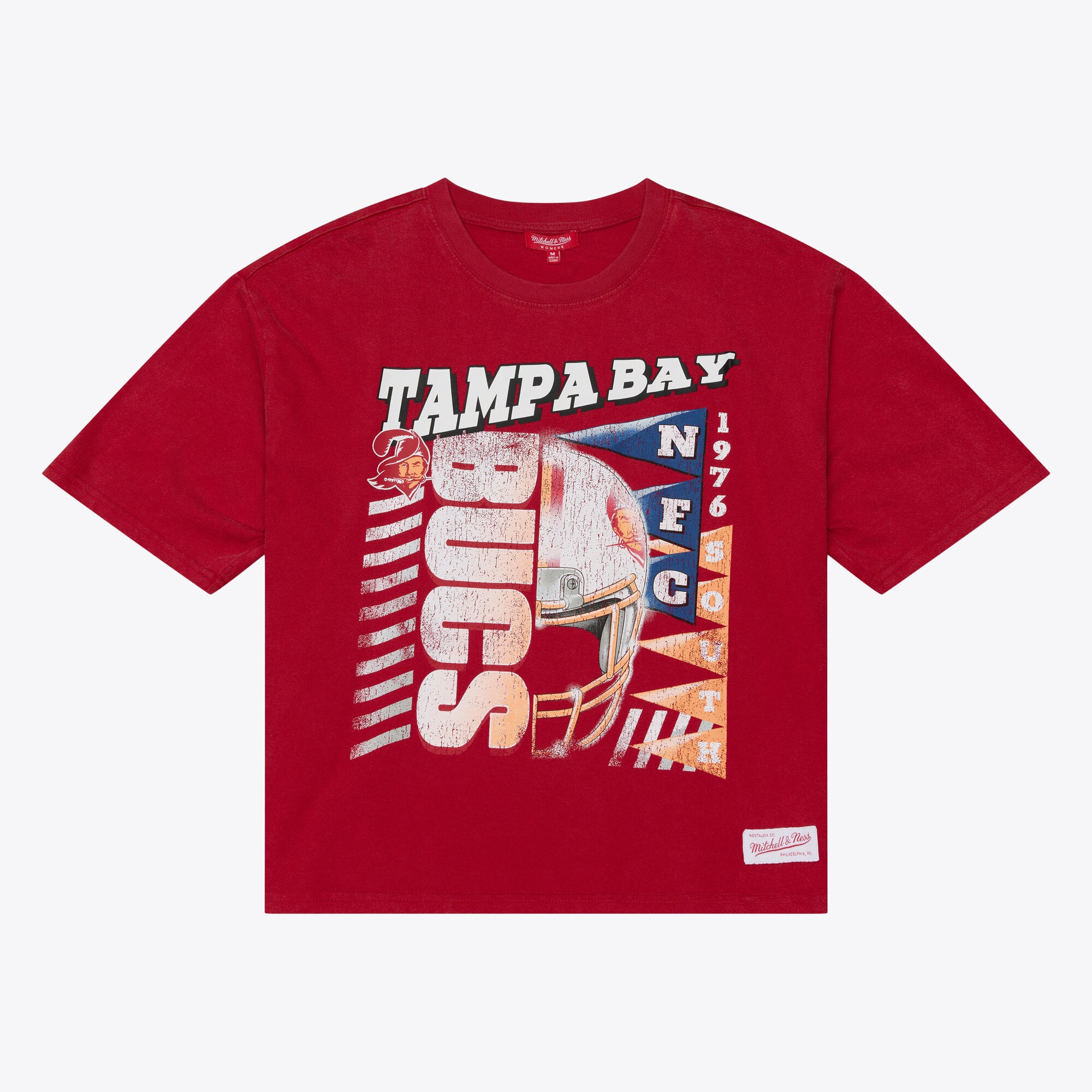 Women's Mitchell & Ness Red Tampa Bay Buccaneers Street Graphic Boxy Cropped T-Shirt
