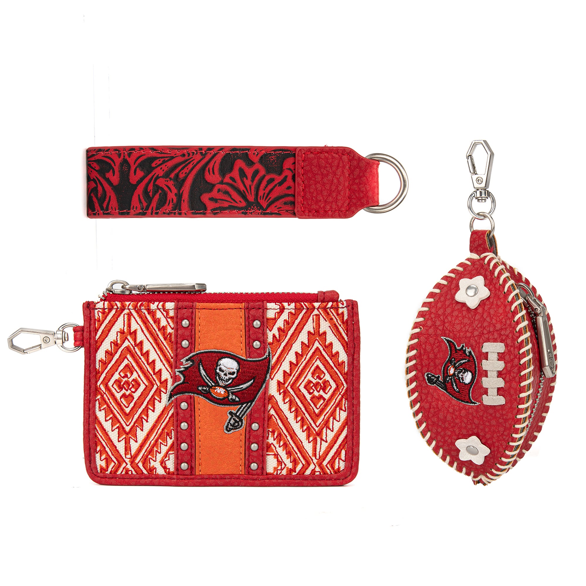 Portefeuille et bracelet porte-clés football Montana West Tampa Bay Buccaneers pour femme