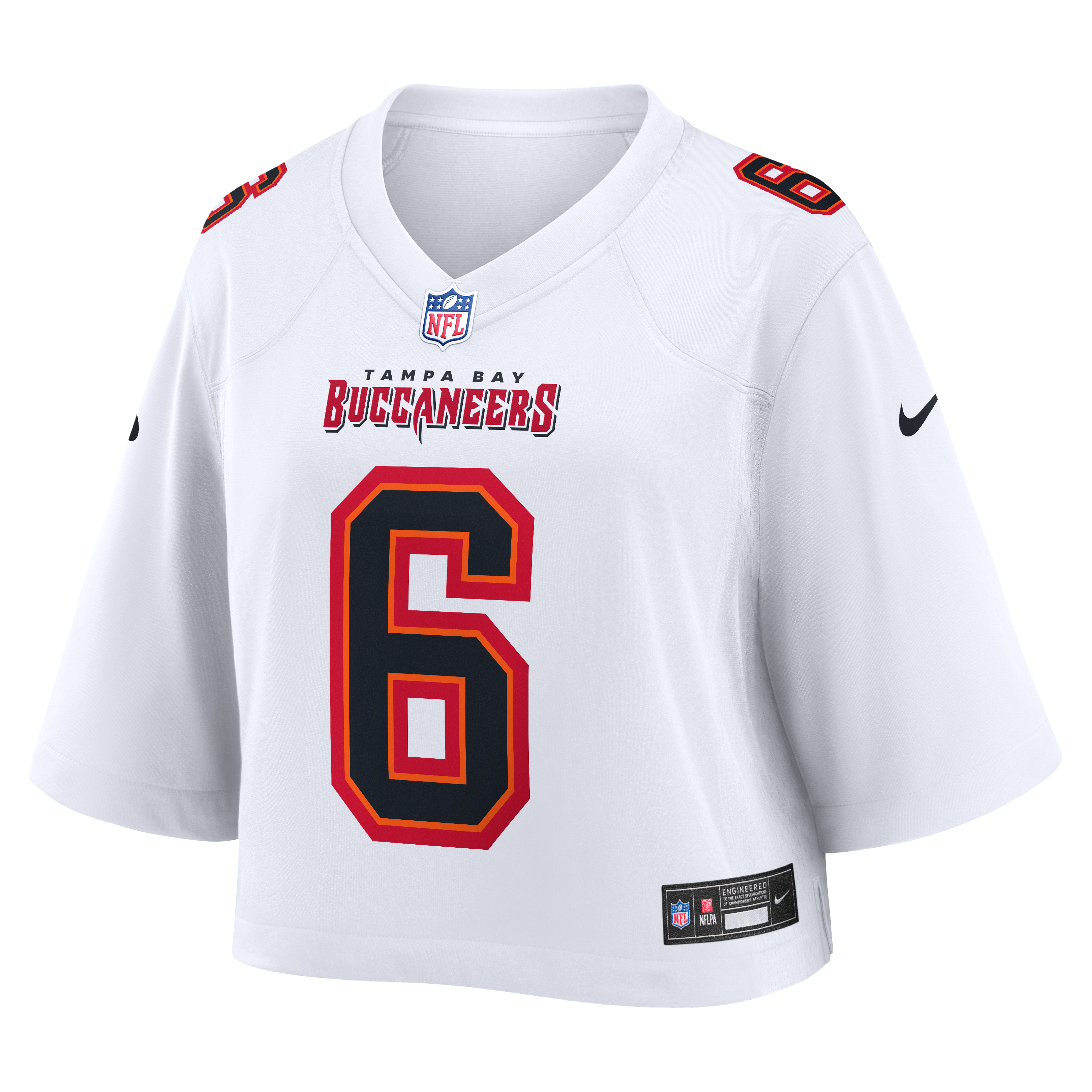 Maillot de match court Nike Baker Mayfield blanc des Buccaneers Tampa Bay pour femmes