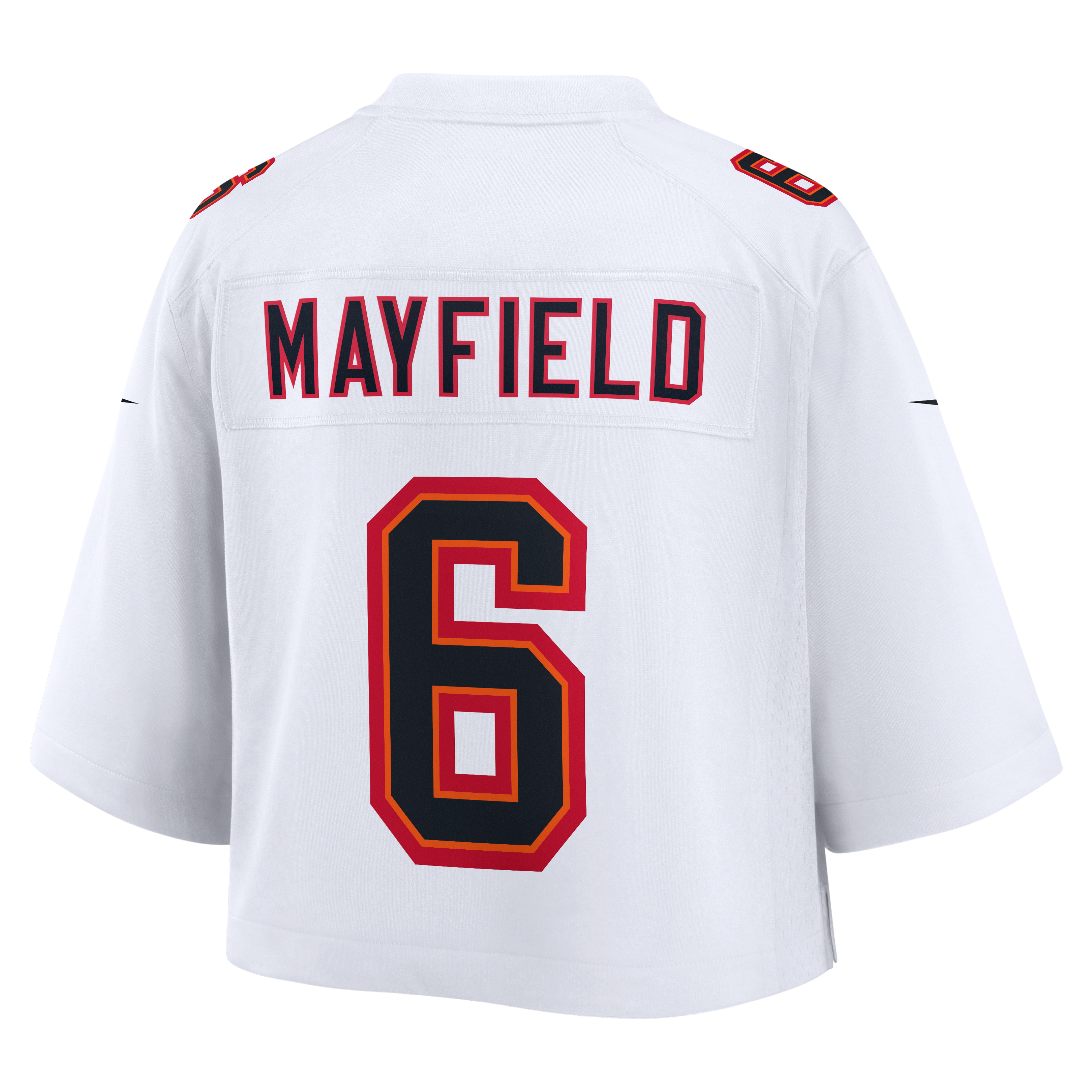 Maillot de match court Nike Baker Mayfield blanc des Buccaneers Tampa Bay pour femmes