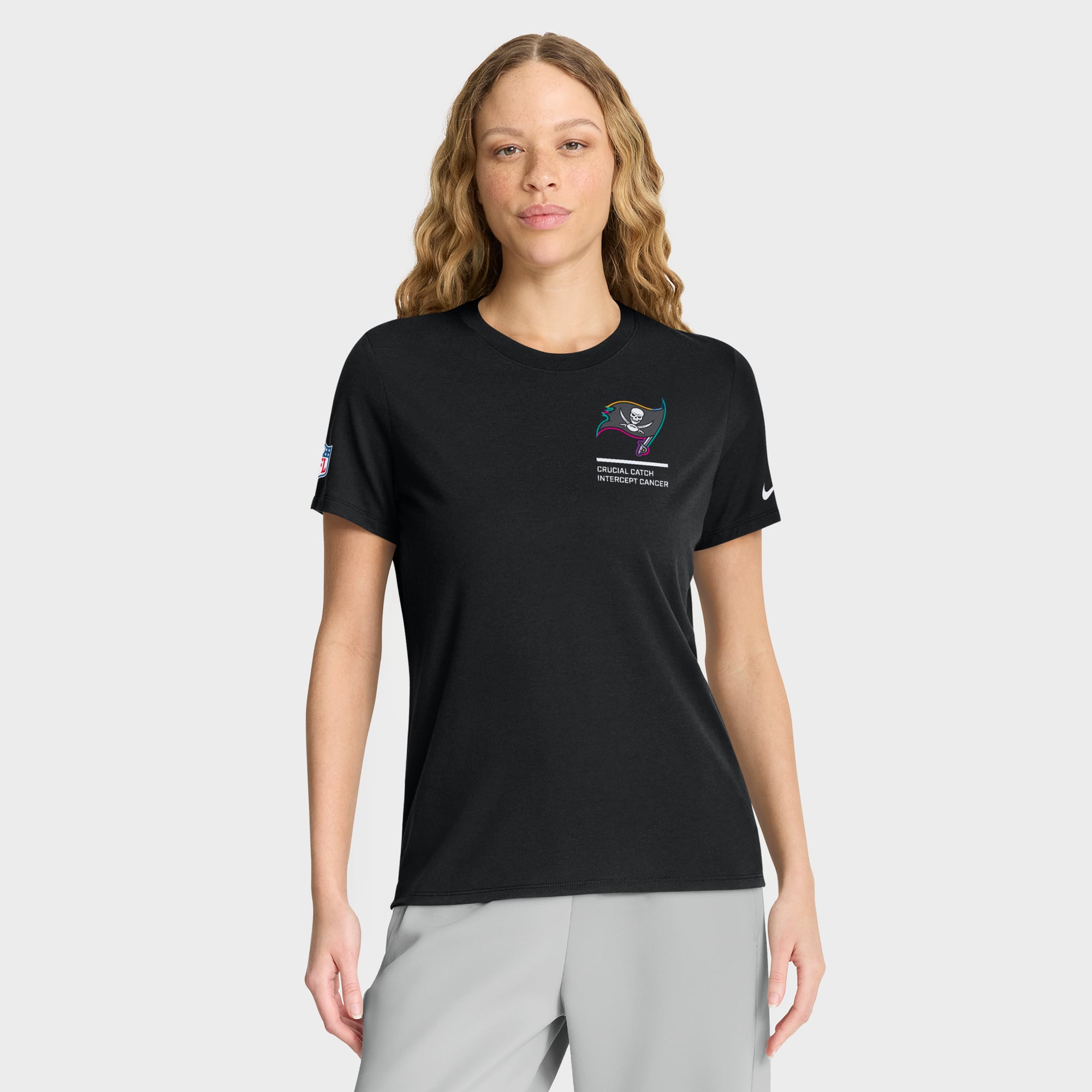 Women's Nike Black Tampa Bay Buccaneers 2025 NFL Crucial Catch Tri-Blend Dri-FIT T-Shirt