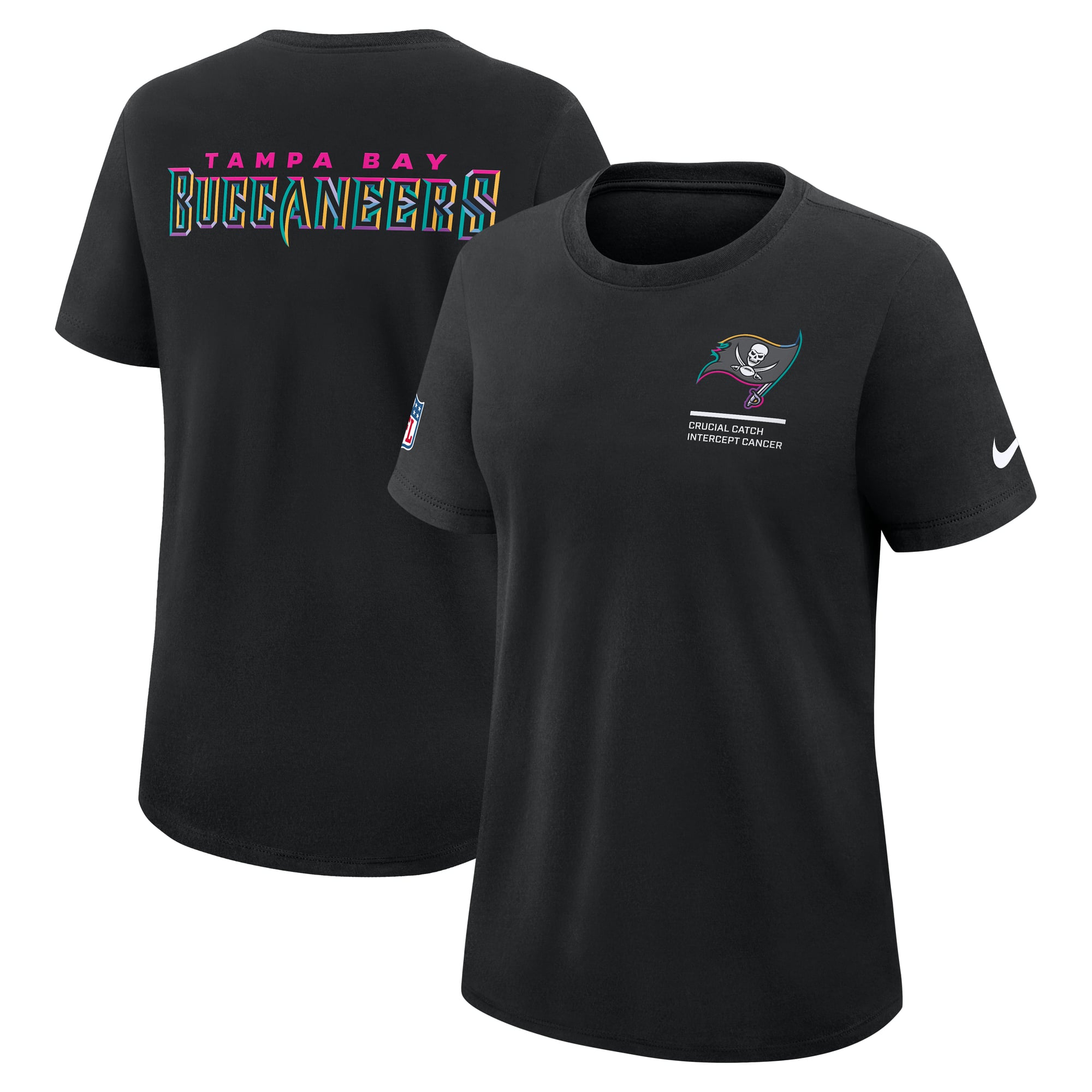 Women's Nike Black Tampa Bay Buccaneers 2025 NFL Crucial Catch Tri-Blend Dri-FIT T-Shirt