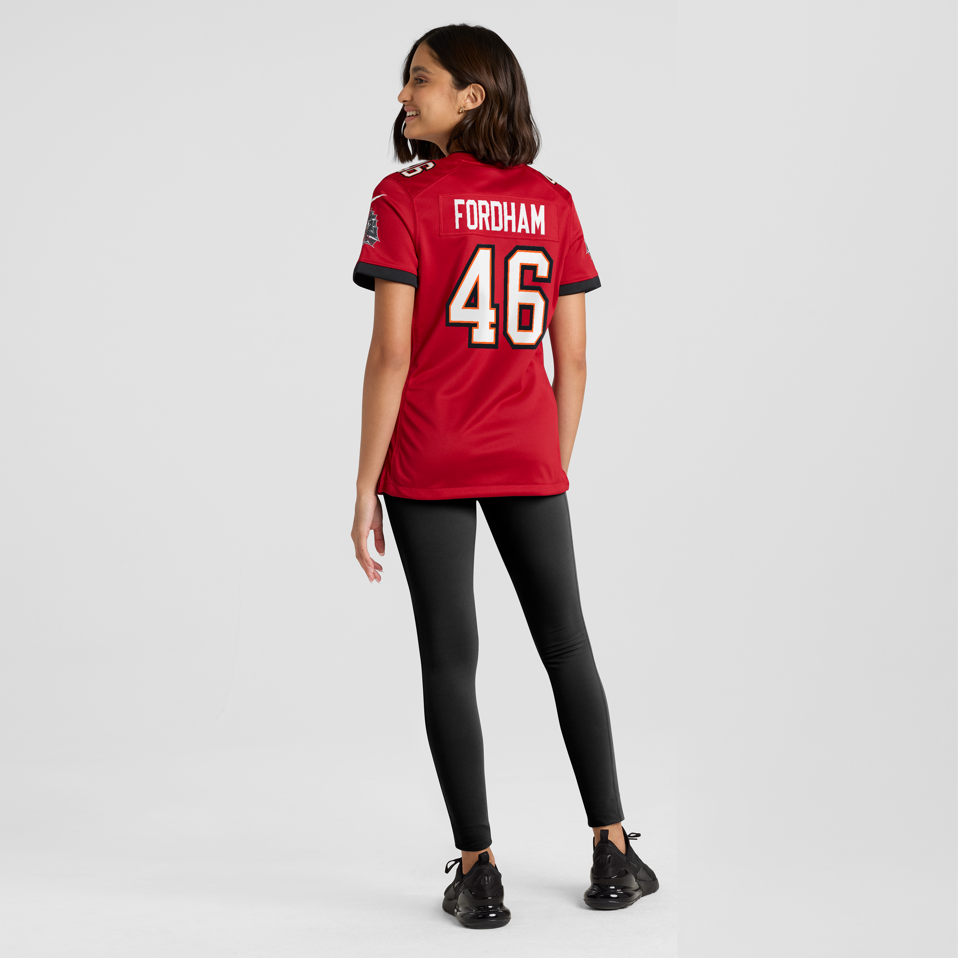 Maillot de match Nike Caden Fordham rouge des Buccaneers Tampa Bay pour femmes