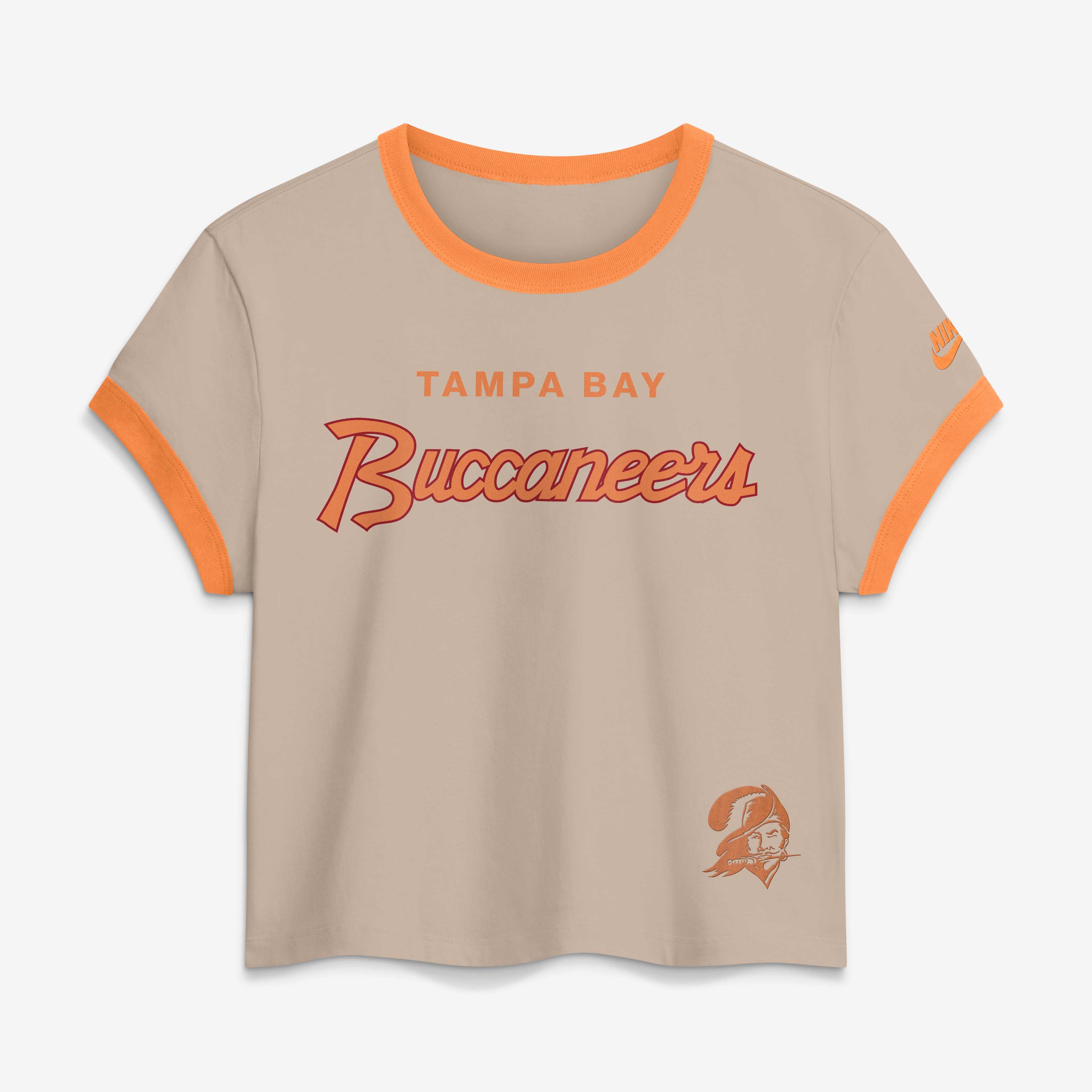 T-shirt court Nike crème Tampa Bay Buccaneers Rewind Ringer Mod pour femme