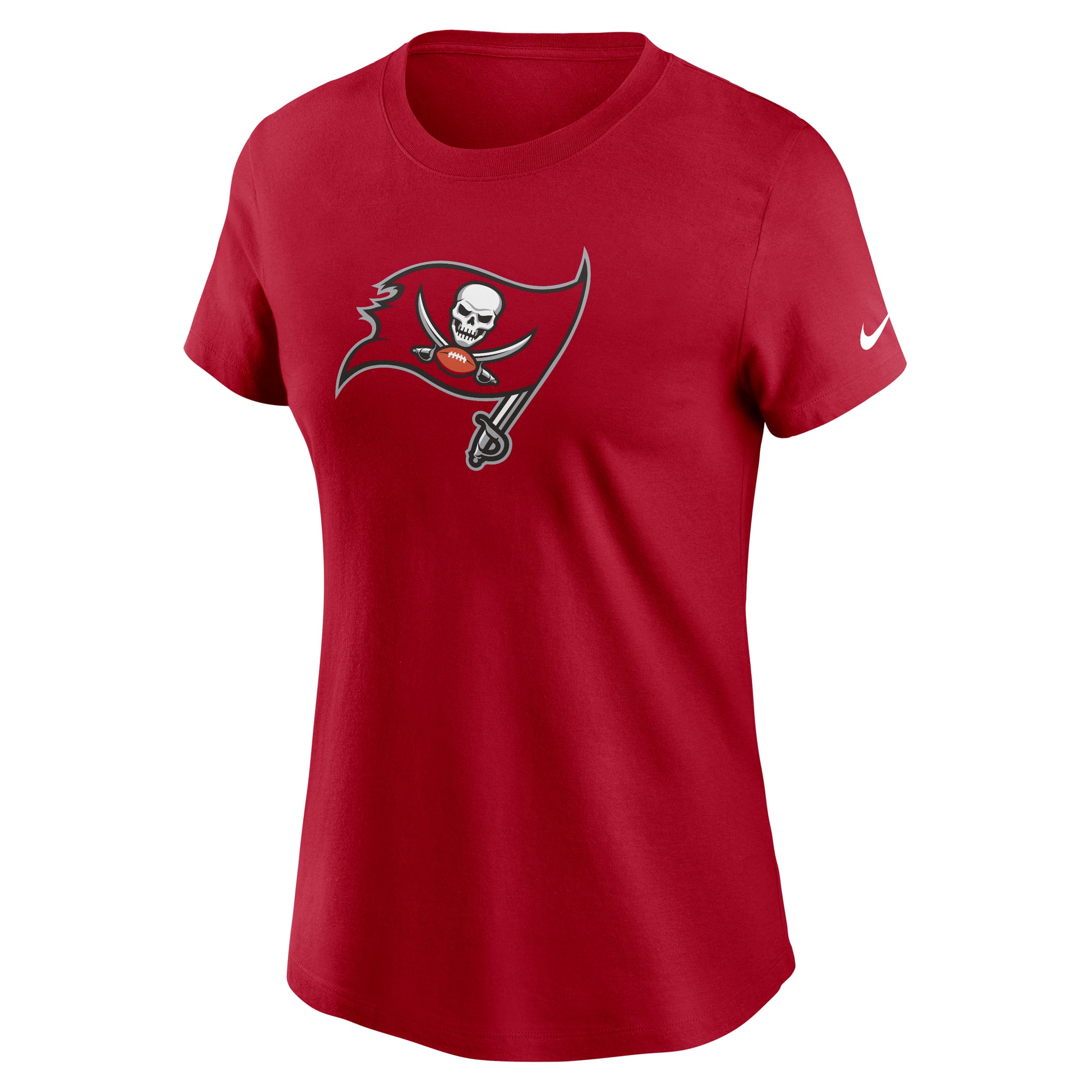 T-shirt Nike rouge pour femme avec logo principal des Buccaneers de Tampa Bay