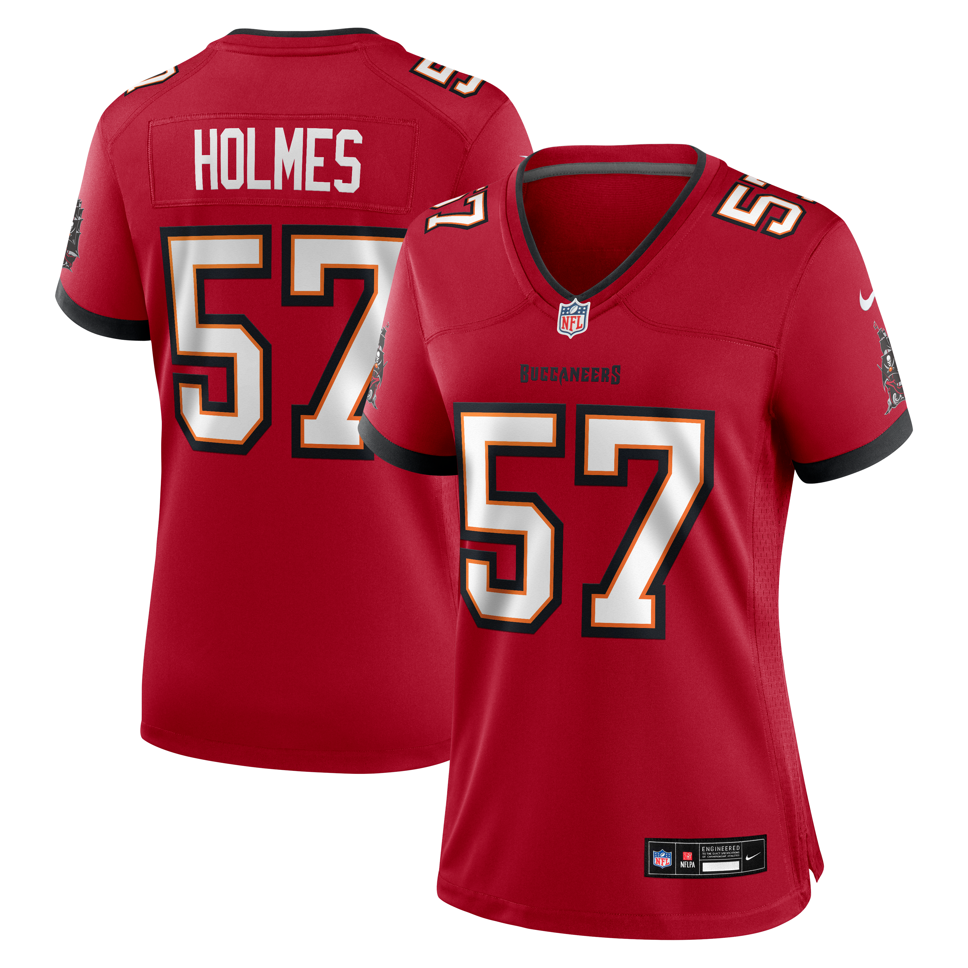 Maillot de match Nike Yasir Holmes rouge des Buccaneers Tampa Bay pour femmes