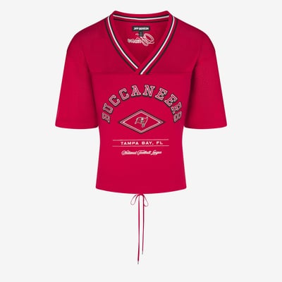 Tampa Bay Buccaneers Off Season Women's Lace-Back V-Neck T-Shirt - Red