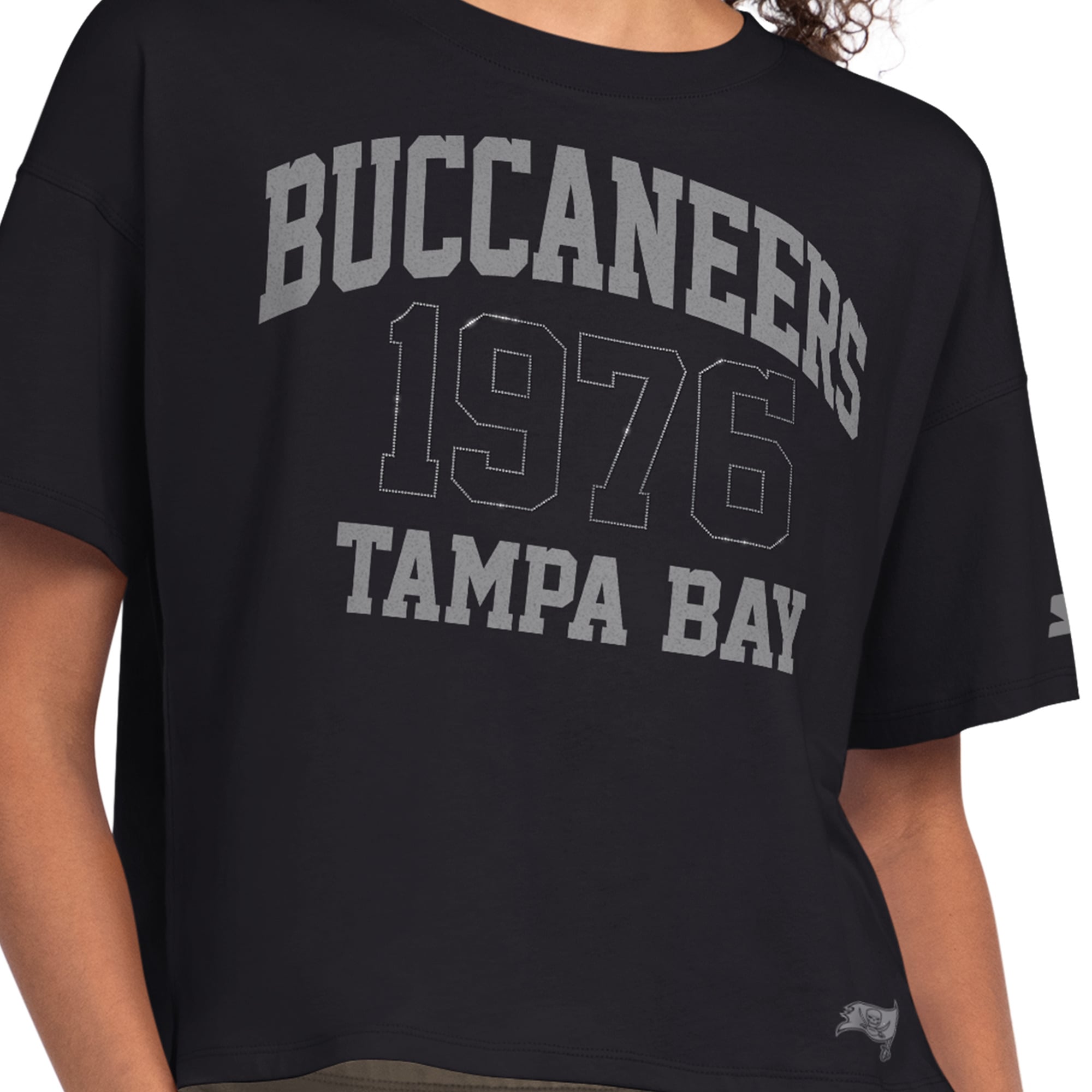 T-shirt court à strass Starter Black Tampa Bay Buccaneers pour femme