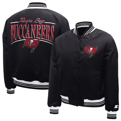  Tampa Bay Buccaneers Starter Women's Satin Full-Snap Varsity Jacket - Black