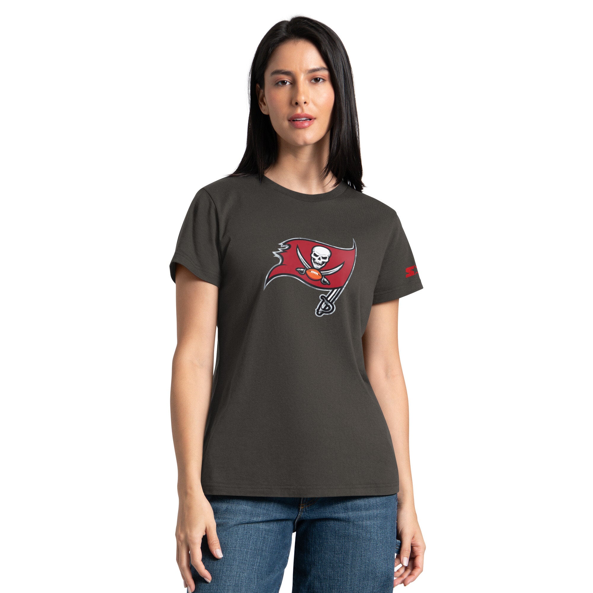 Ensemble sweat à capuche et t-shirt Starter pour femme, couleur étain/rouge, Tampa Bay Buccaneers